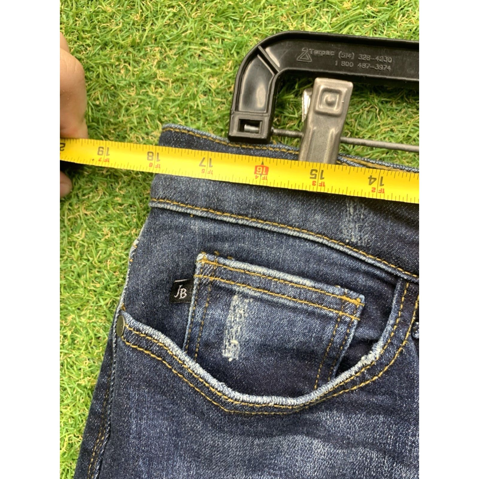 Vintage Judy Blue Jeans Womens 15/32 Skinny Fit JB82210DK Distressed Raw Hem Dark Wash Size 36" / US 14 / IT 50 - 5 Thumbnail