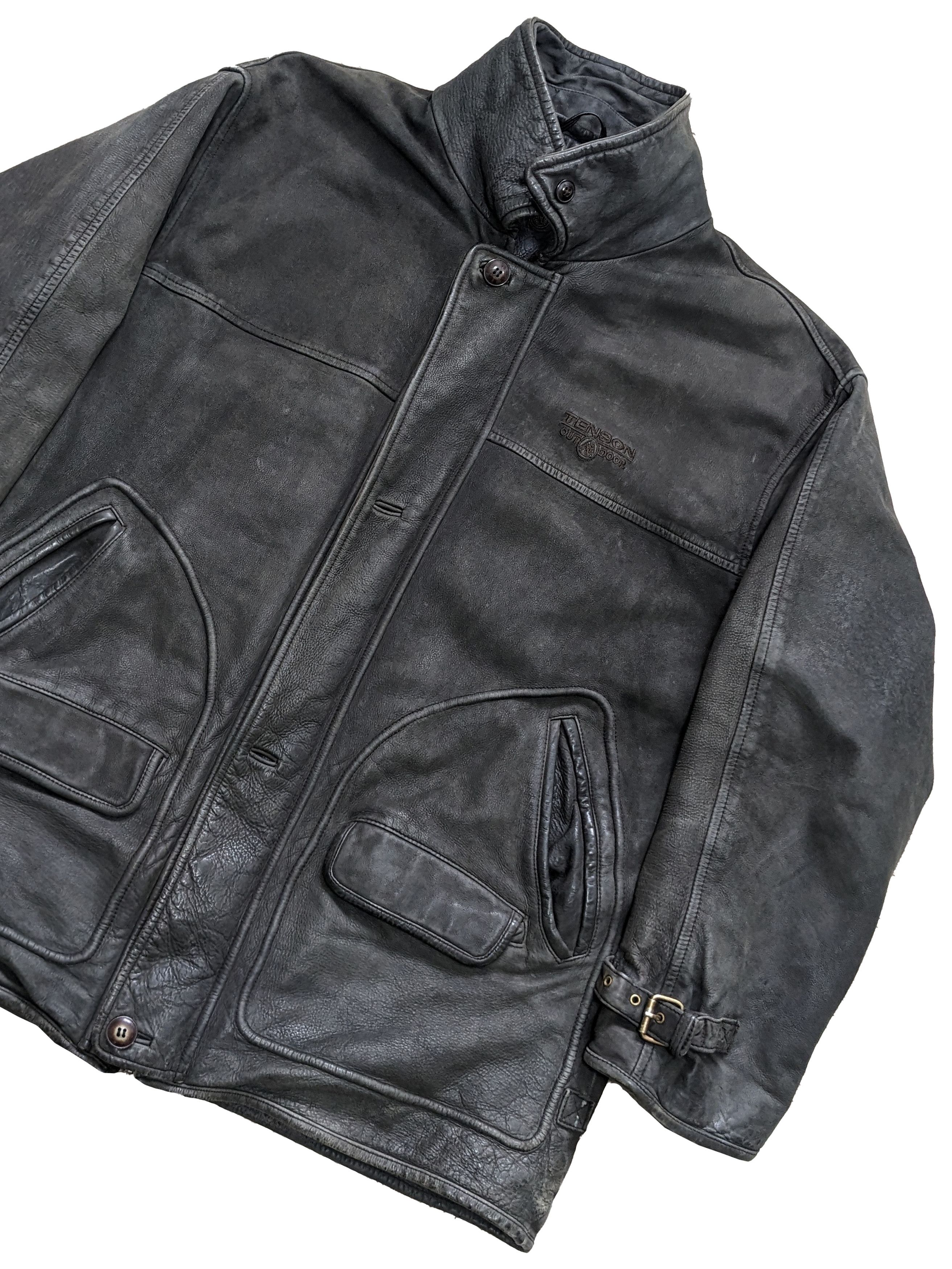 Japanese Brand Vtg Distressed Leather Jacket Japanese Tenson Issey Miyake Size US XL / EU 56 / 4 - 5 Thumbnail