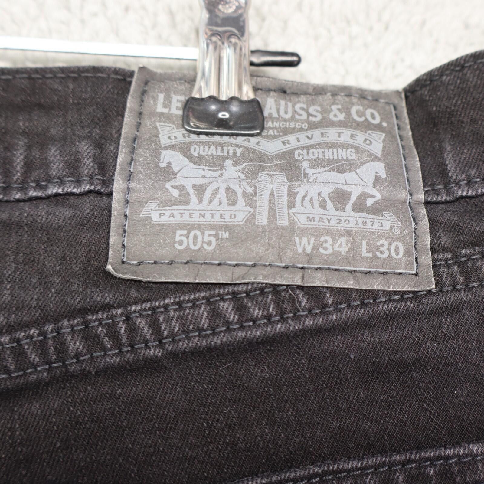 Levi's Levi 505 Jeans Men 34x30 Regular Fit Straight Leg Black Size US 34 / EU 50 - 8 Thumbnail