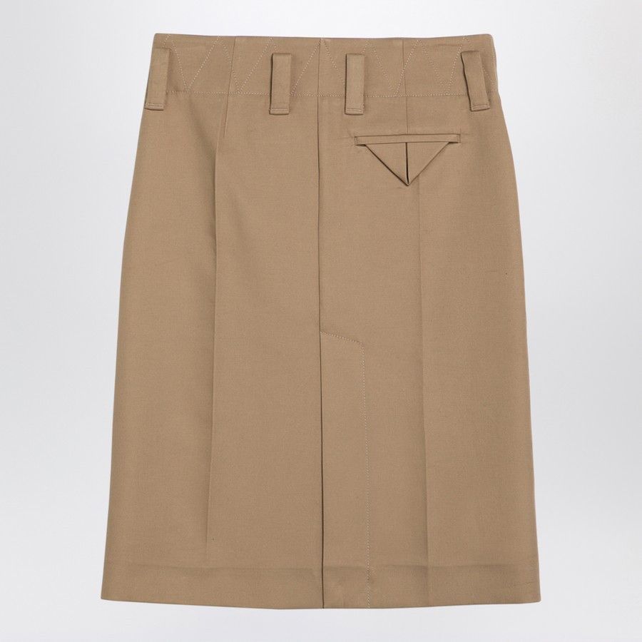 Bottega Veneta o1d2blof0824 Cotton Midi Skirt in Beige Size 27" / US 4 / IT 40 - 2 Thumbnail