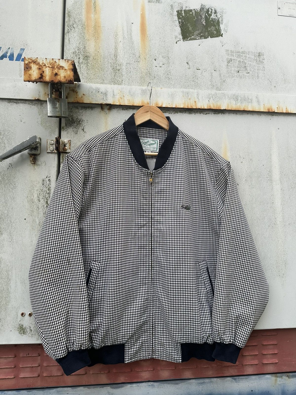 Vintage 👹Vintage Crocodile Classic Plaid Blue Bomber Jacket Size US L / EU 52-54 / 3 - 4 Thumbnail