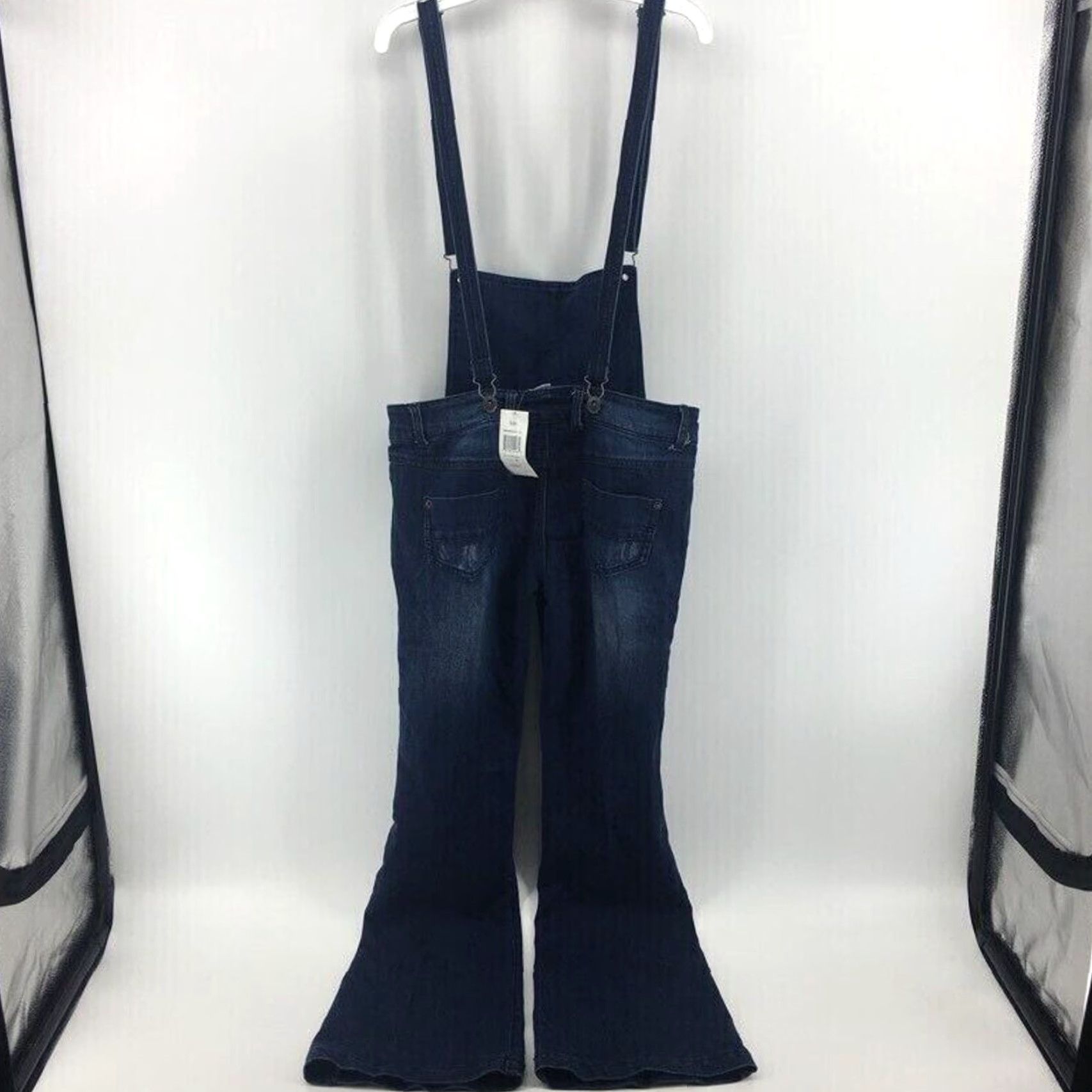 Denime VINTAGE 90s Y2K Denim Overalls Flare Leg Hippie Groovy Can Convert to Jeans Juniors 7 Blue Denim Cotton Blend Pockets Stretch Women Size 28" / US 6 / IT 42 - 3 Thumbnail
