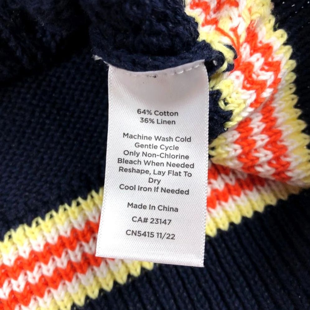 Talbots Talbots Women's L Navy Blue Cable-Knit V-Neck Sweater Pullover Cotton Linen Knit Style Preppy Casual Mens Womens Girls Boys Size L / US 10 / IT 46 - 6 Thumbnail