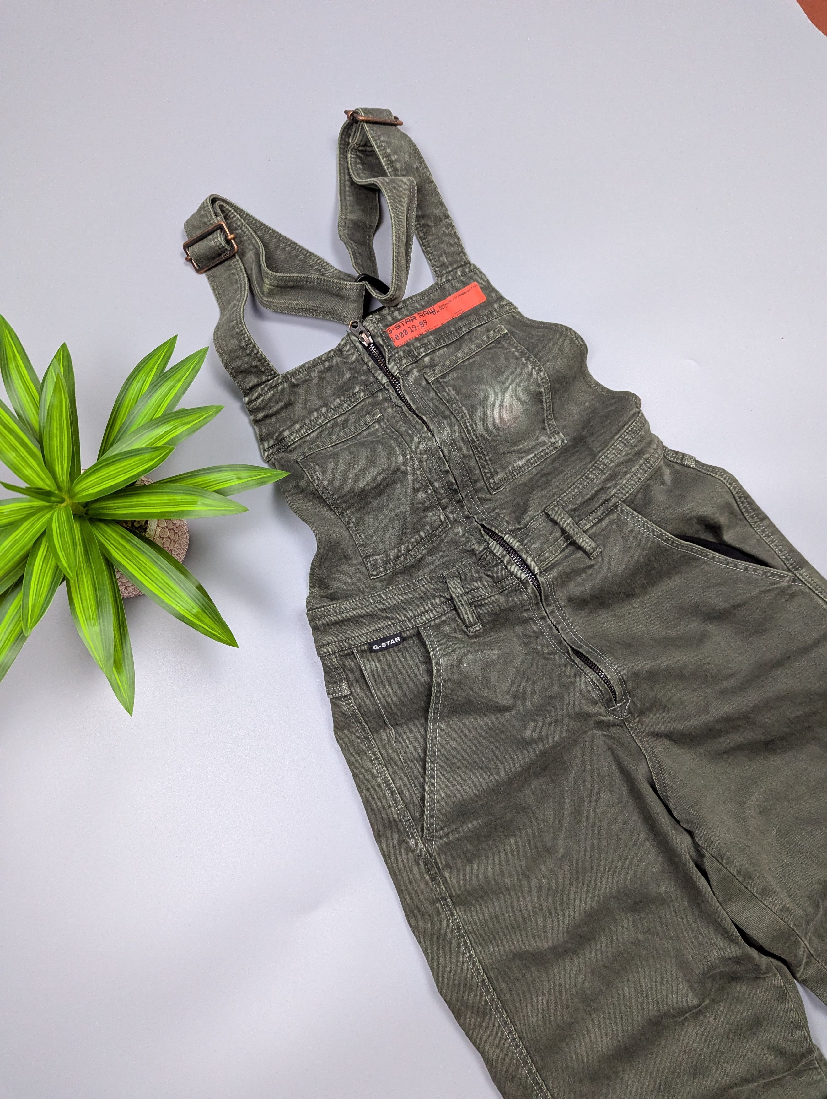 G-Star G-Star RAW Women’s Slim Olive Green Denim Dungaree Jumpsuit Size 27" / US 4 / IT 40 - 6 Thumbnail