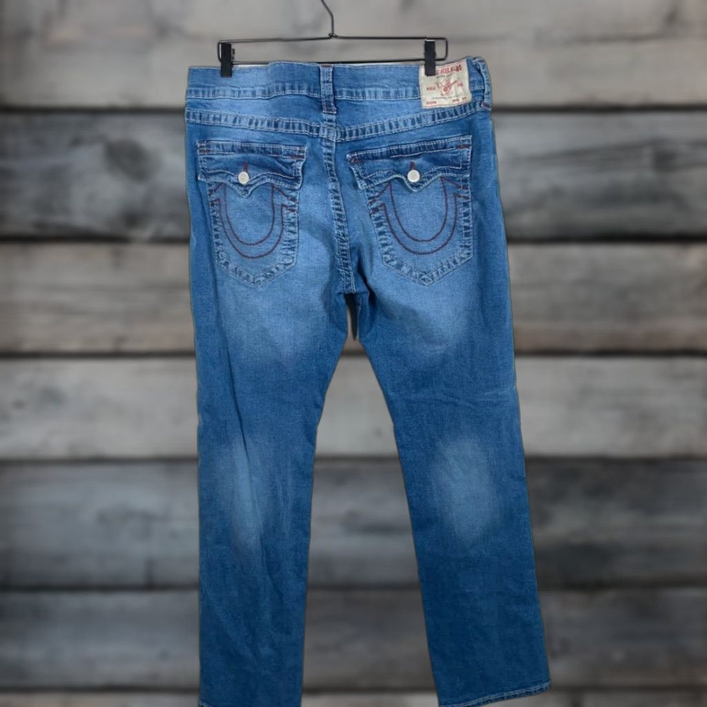 True Religion VINTAGE True Religion Ricky Relaxed Jeans Men's 40 x 33 Distressed Blue Denim 90s Rock Size US 40 / EU 56 - 1 Thumbnail