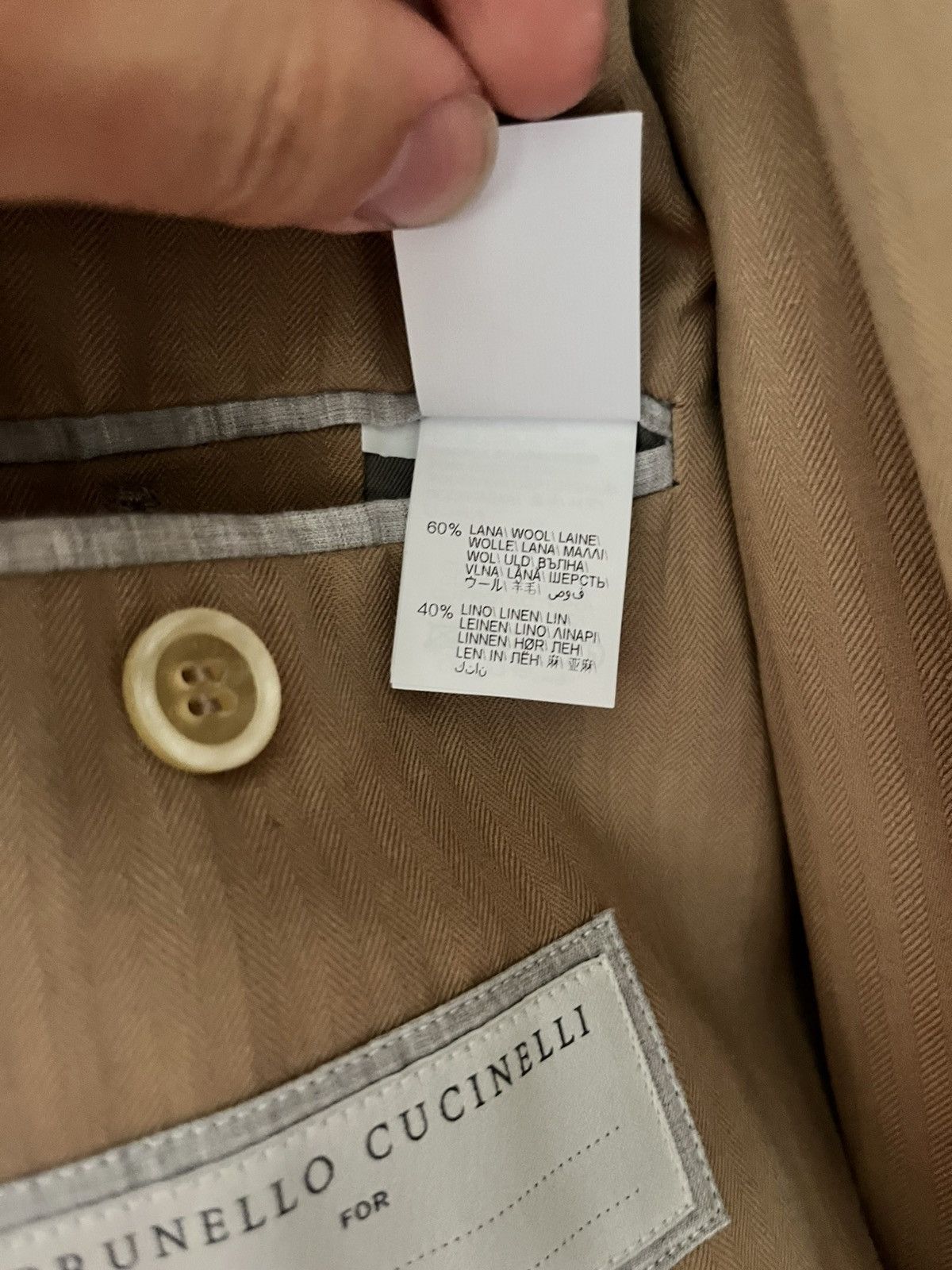 Brunello Cucinelli Brunello cucinelli light brown / tan wool-linen size 38/it48 Size 38R - 5 Thumbnail