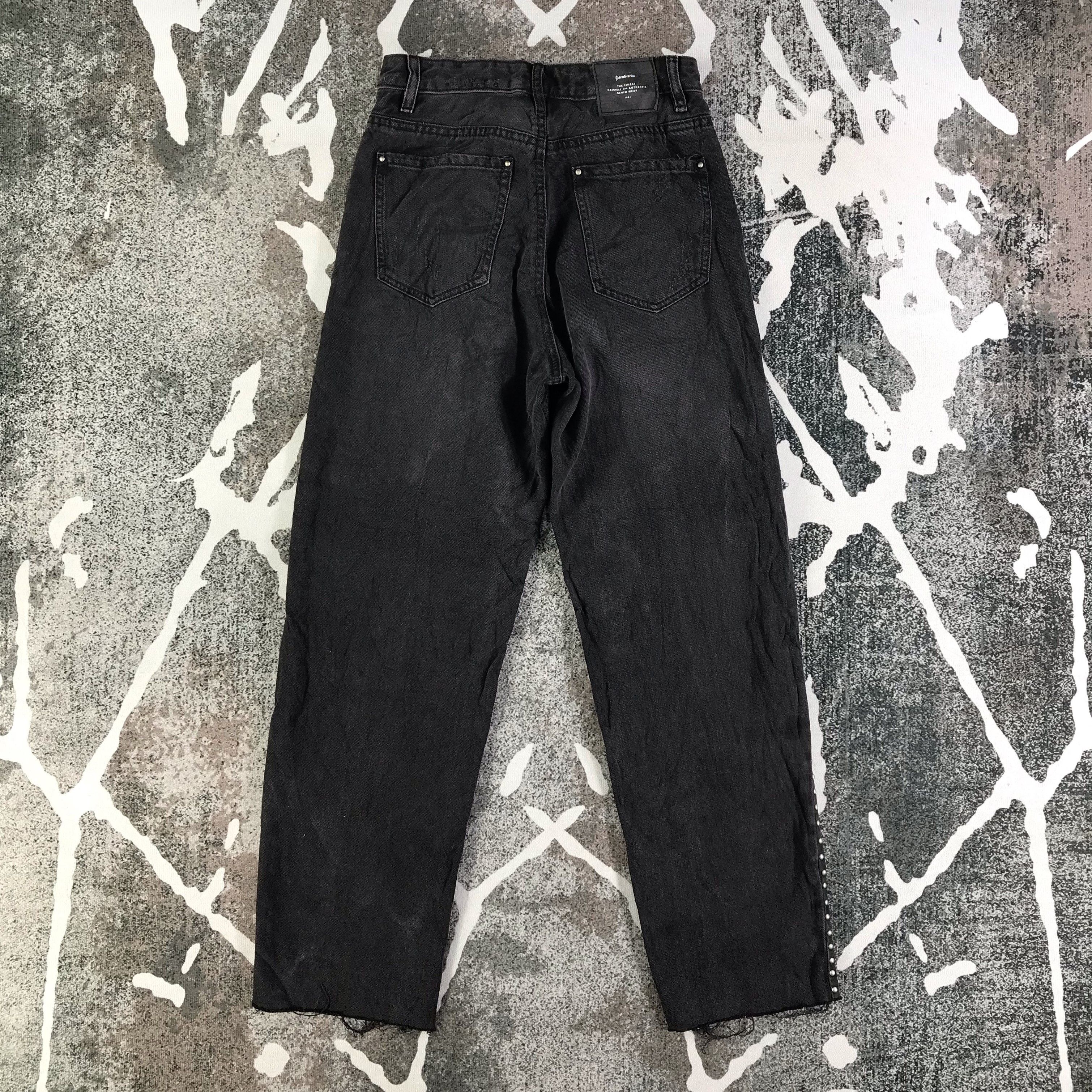 Japanese Brand Stradivarius Faded Black Jeans Punk Denim Size 26" / US 2 / IT 38 - 2 Thumbnail