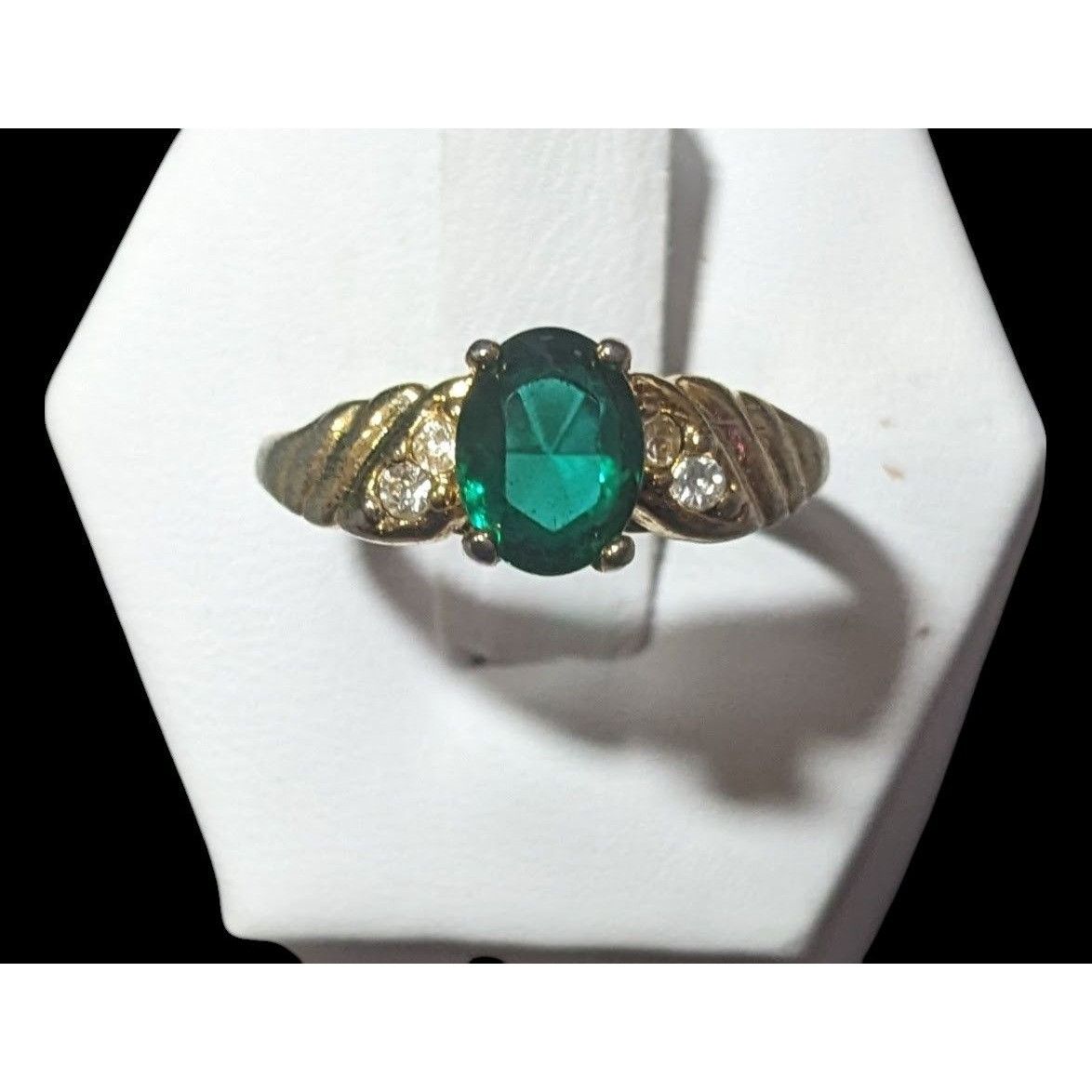 Other Elegant Mid Century Jewelry Concepts Gold Tone Ring With Gre Size ONE SIZE - 1 Thumbnail