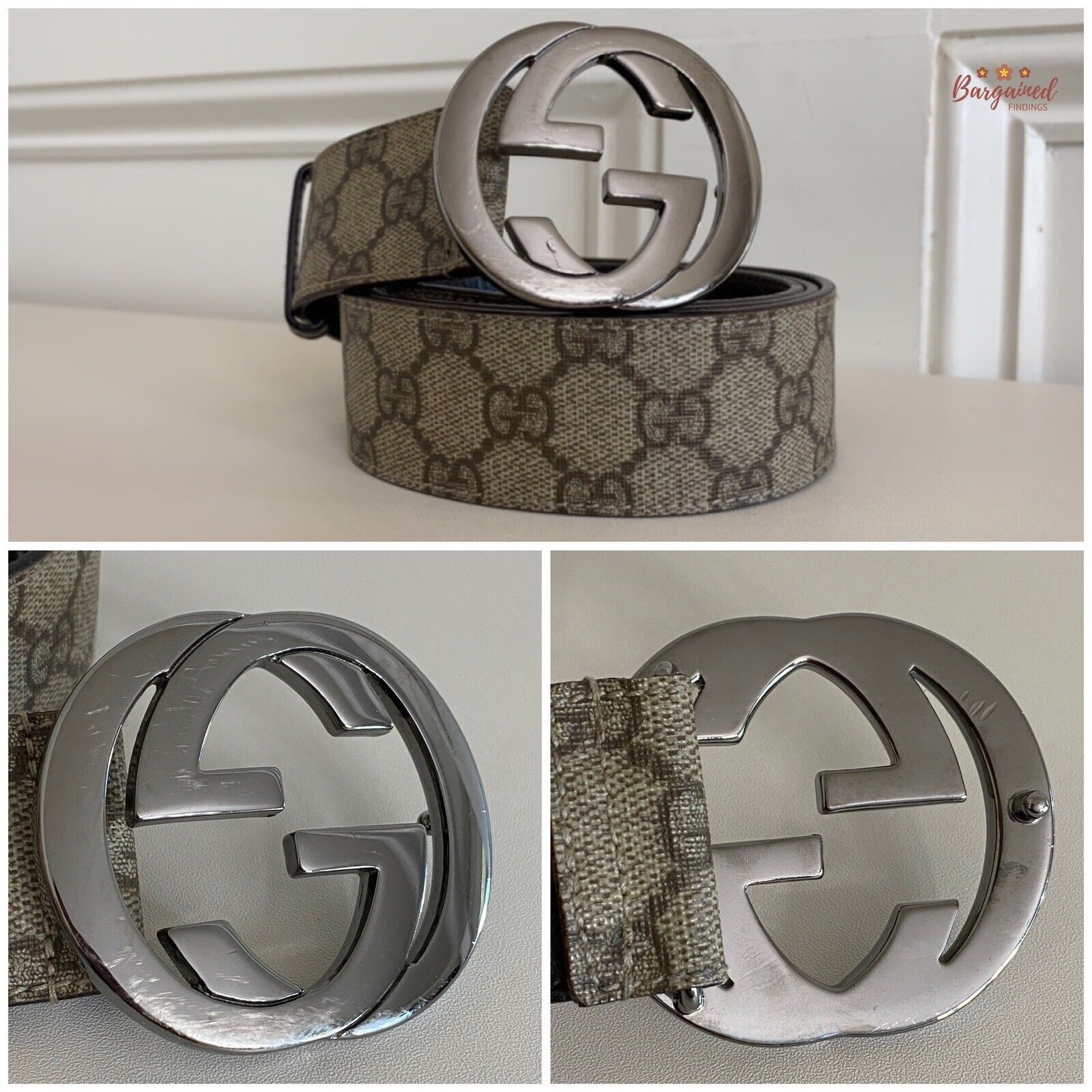 Gucci Gucci Brown GG Supreme Canvas Leather Silver G Buckle Size 34 - 9 Thumbnail