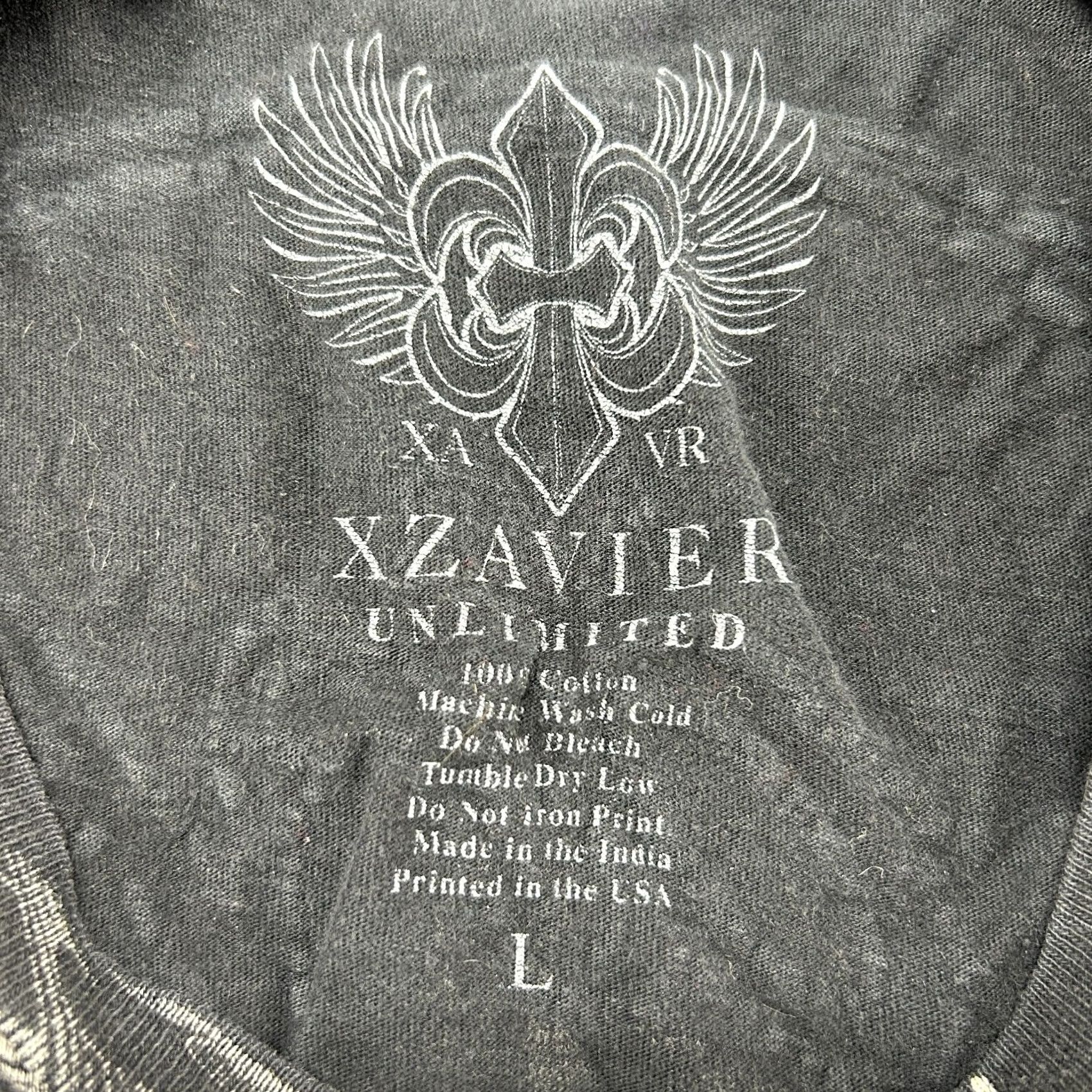 Vintage VINTAGE Xzavier Shirt Mens L Black Graphic Wings Skull Rose Goth Emo AOP Y2K T-Shirt Size US L / EU 52-54 / 3 - 2 Thumbnail