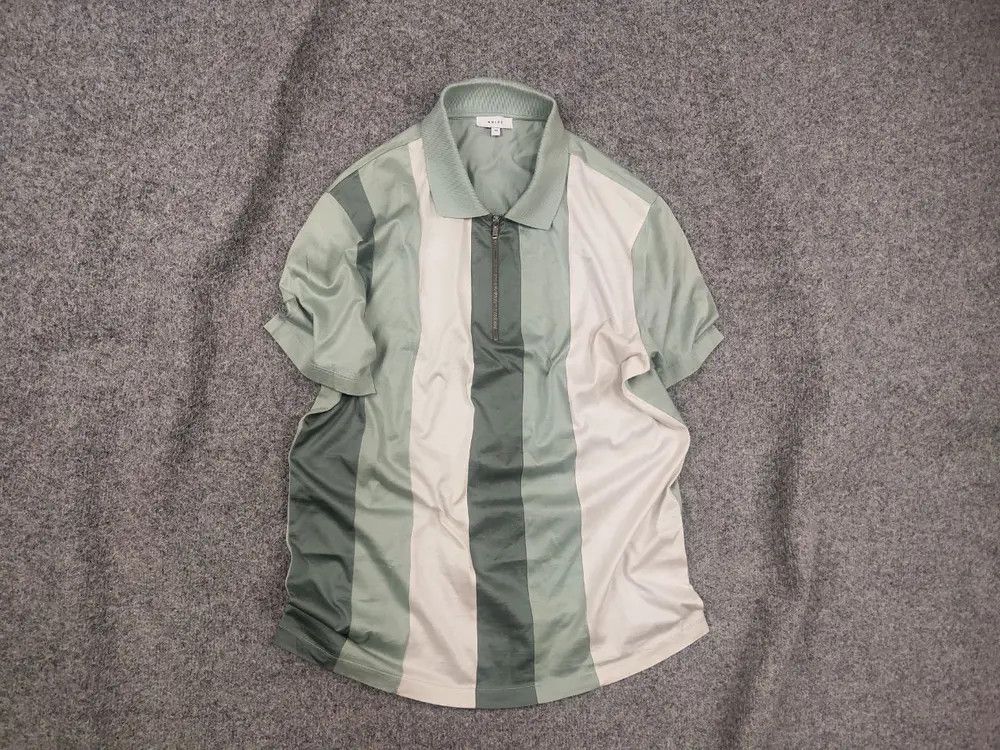 Reiss Reiss Owen Stripe Detailed Zip Neck Polo shades green Shirt Size US L / EU 52-54 / 3 - 2 Thumbnail