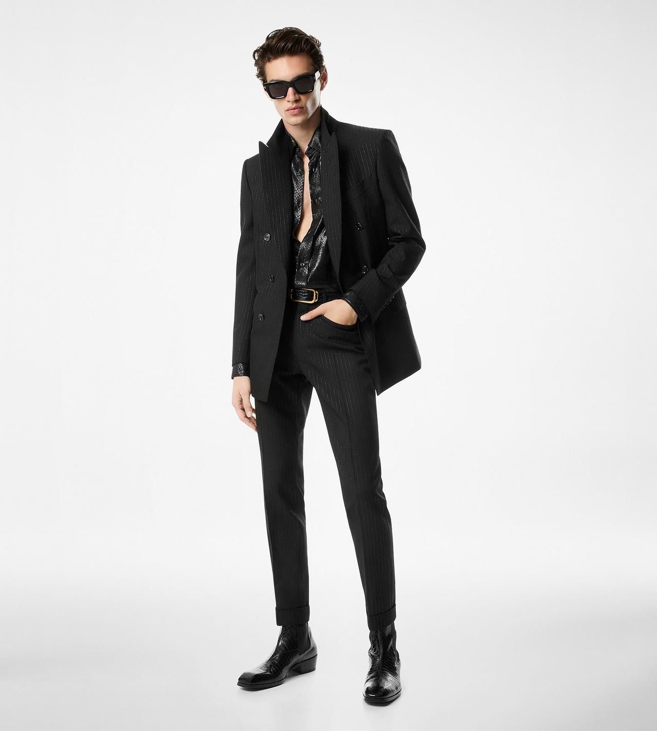 Tom Ford o1w1db10125 JEAPT2 Atticus Double-Breasted Jacket in Black Size US L / EU 52-54 / 3 - 2 Thumbnail