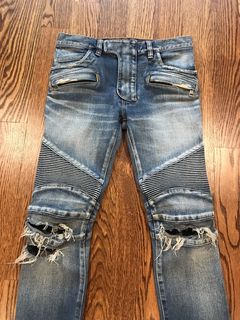 🔥60% OFF🔥 [SALE] Balmain Waxed Gold Moto Jeans Sz. US35