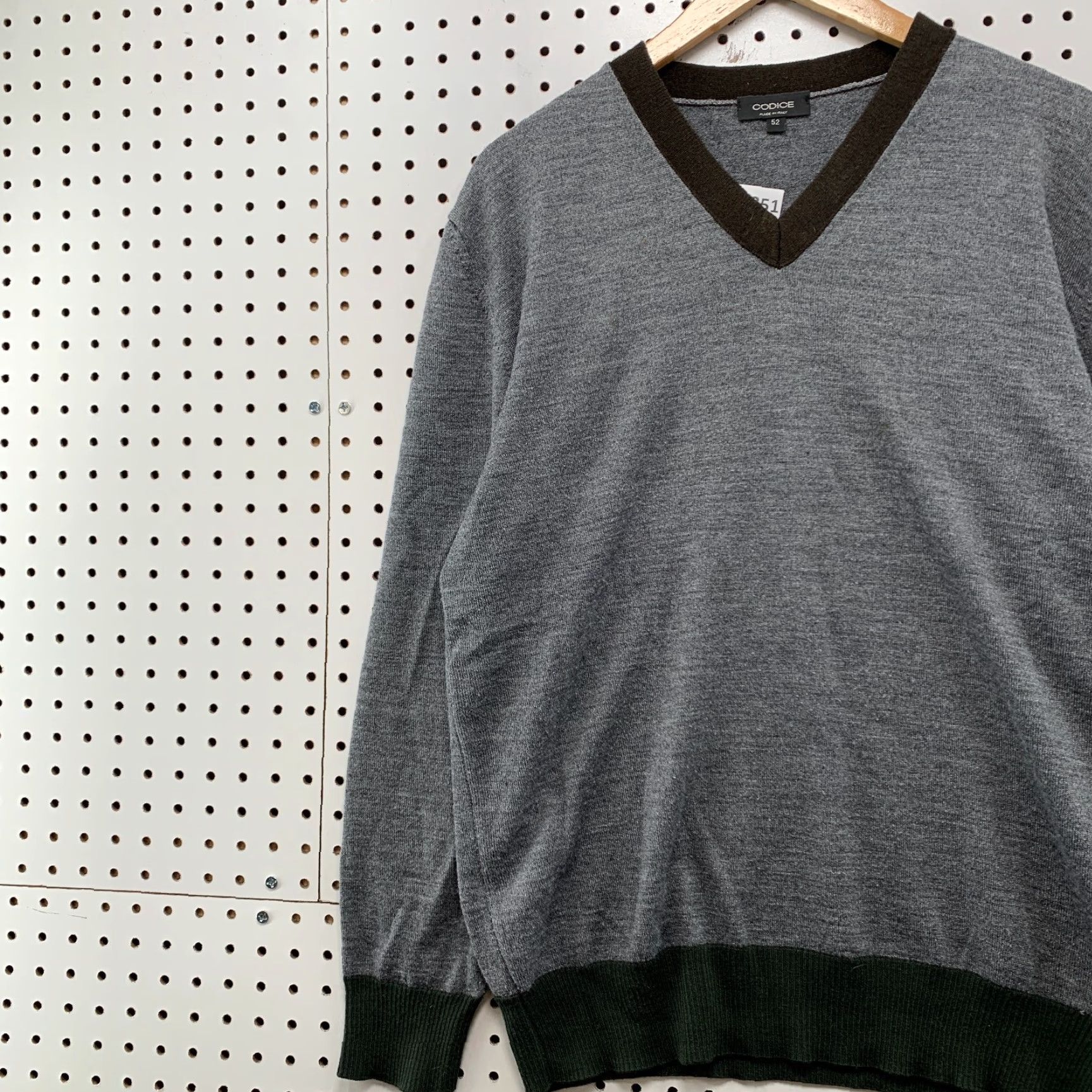Vintage VINTAGE Codice Merino Wool V-Neck Sweater XL Gray Purple Mens 90s Pullover Size US XL / EU 56 / 4 - 4 Thumbnail