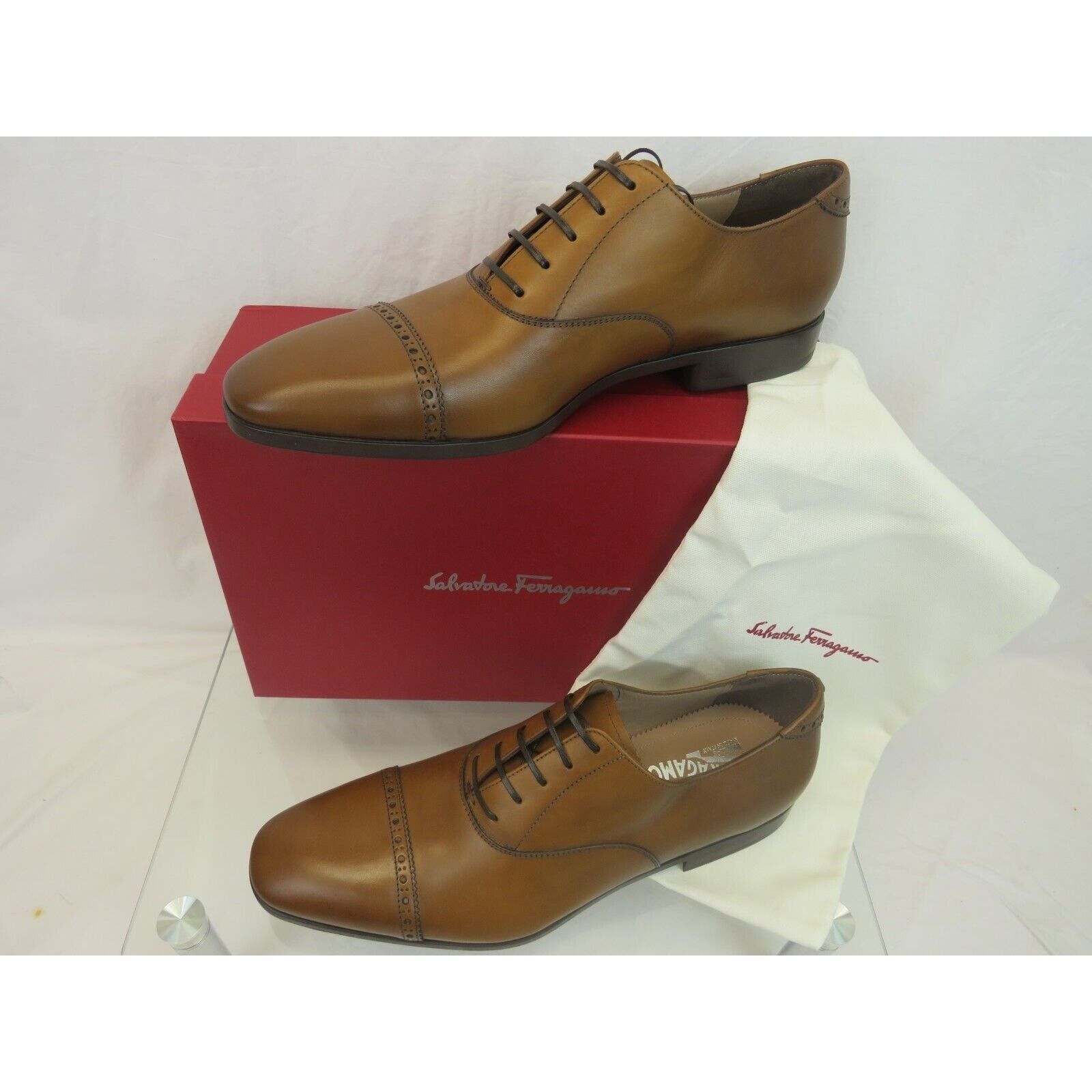 Salvatore Ferragamo FERRAGAMO BOSTON BROWN BROGUE LEATHER GANCINI OXFORDS 8.5 D Size US 9.5 / EU 42-43 - 2 Thumbnail