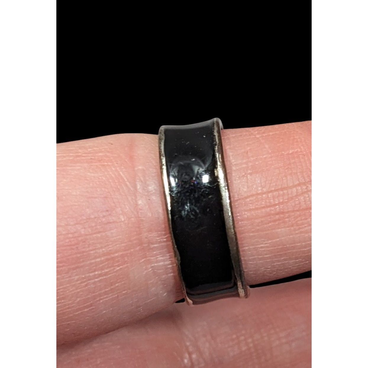 Other Gothic Buckle Ring Silver Tone With Black Enamel And Rhinest Size ONE SIZE - 4 Thumbnail