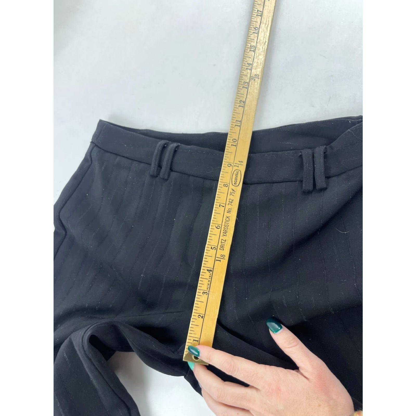 George George Dress Pants Women's Size 6 Black Striped Mid Rise Flat Front Pants Womens Size 28" / US 6 / IT 42 - 5 Thumbnail
