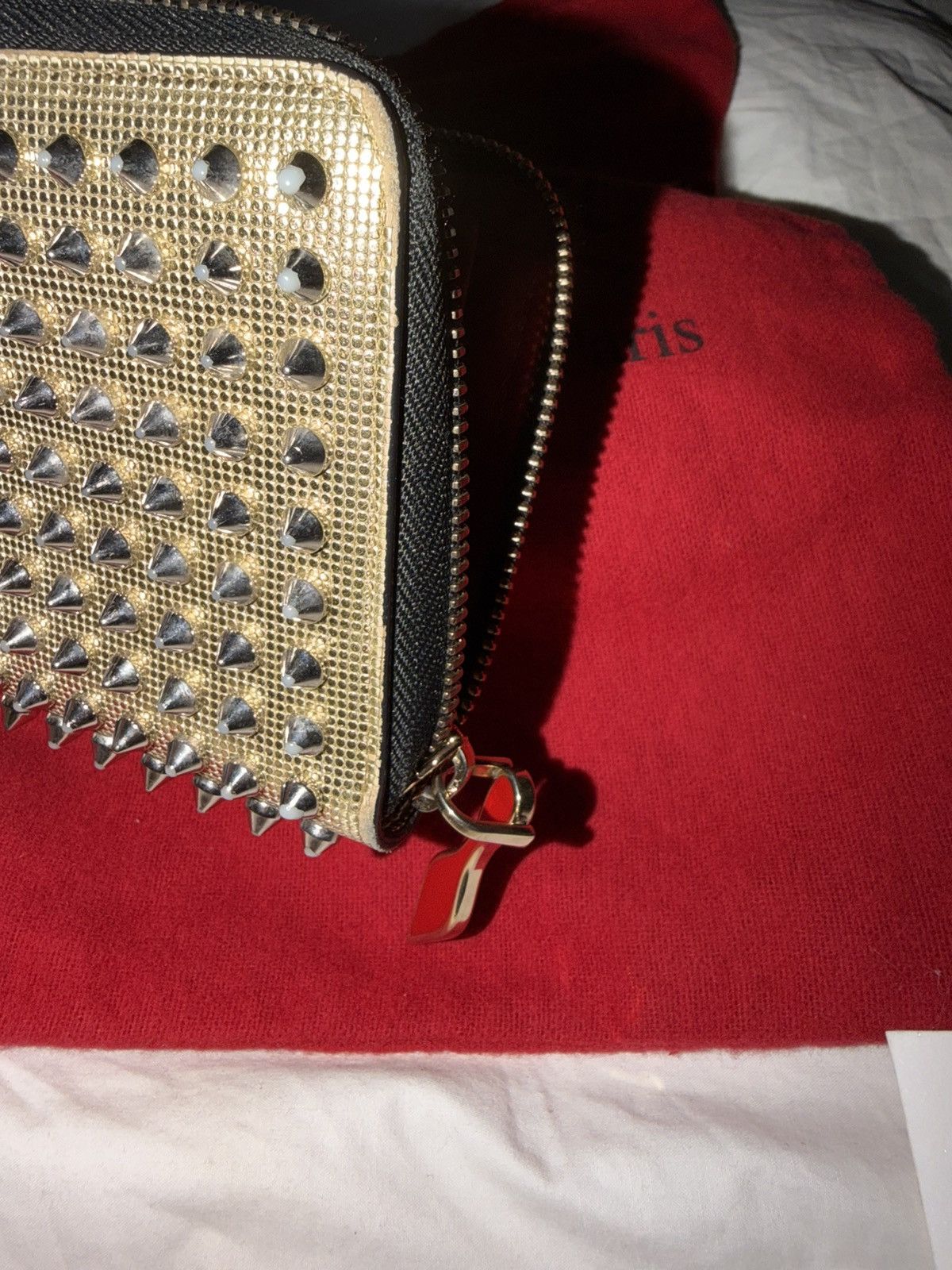 Christian Louboutin Christian Louboutin Panettone metallic gold spiked wallet Size ONE SIZE - 10 Thumbnail