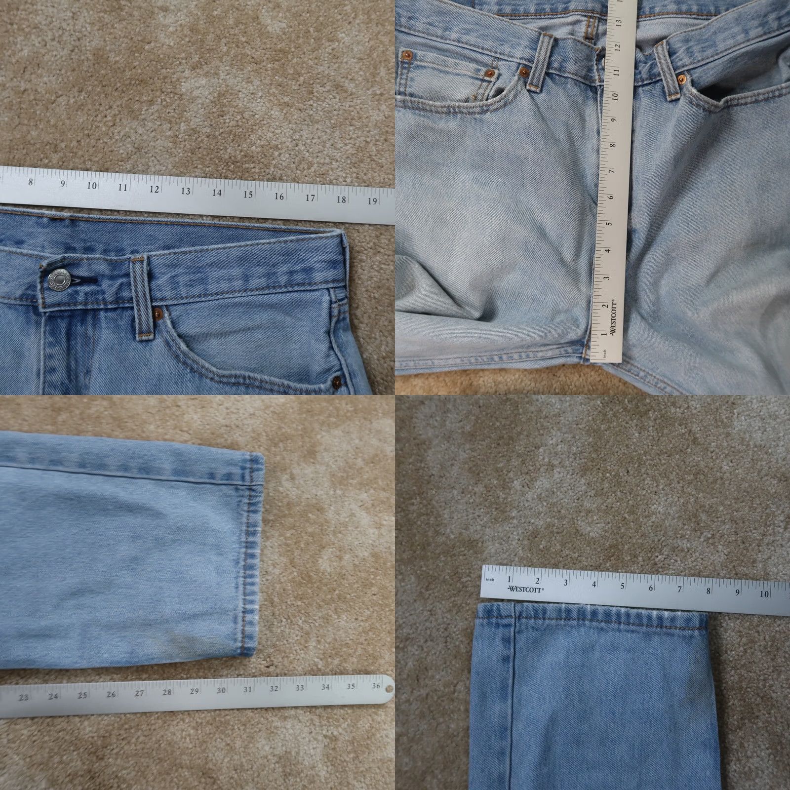 Levi's Levi's 505 Regular Fit Straight Jeans Men's 36x32 Blue Denim Distressed 5-Pocket Design Size US 36 / EU 52 - 9 Thumbnail