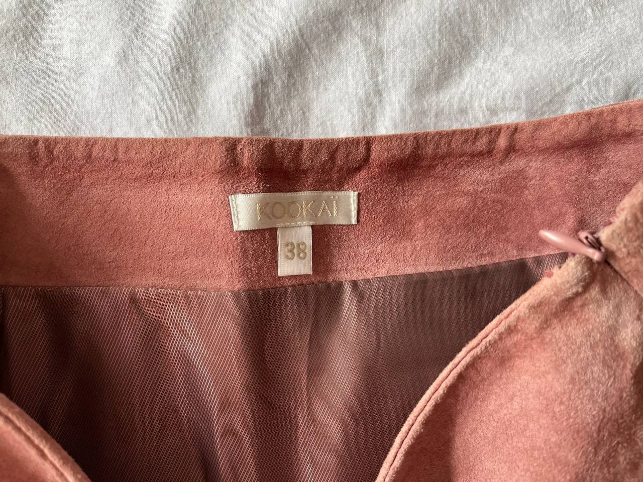 Designer × Other × Vintage KOOKAI pastel pink brushed pigskin vintage mini skirt Size 33" - 4 Thumbnail
