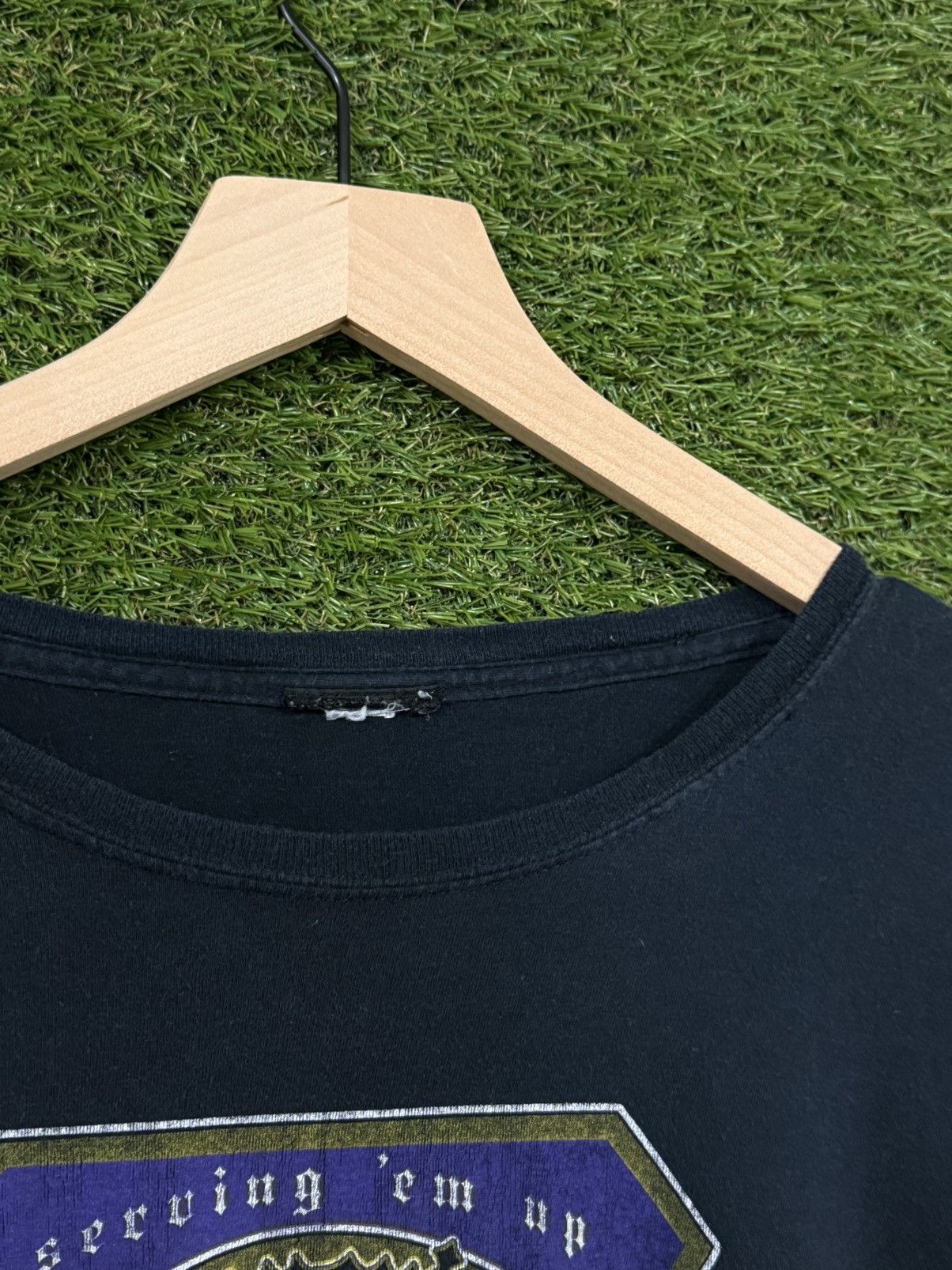 NFL RARE Vintage Baltimore Ravens Lair Gothic Logo Tee Large Size US L / EU 52-54 / 3 - 4 Thumbnail