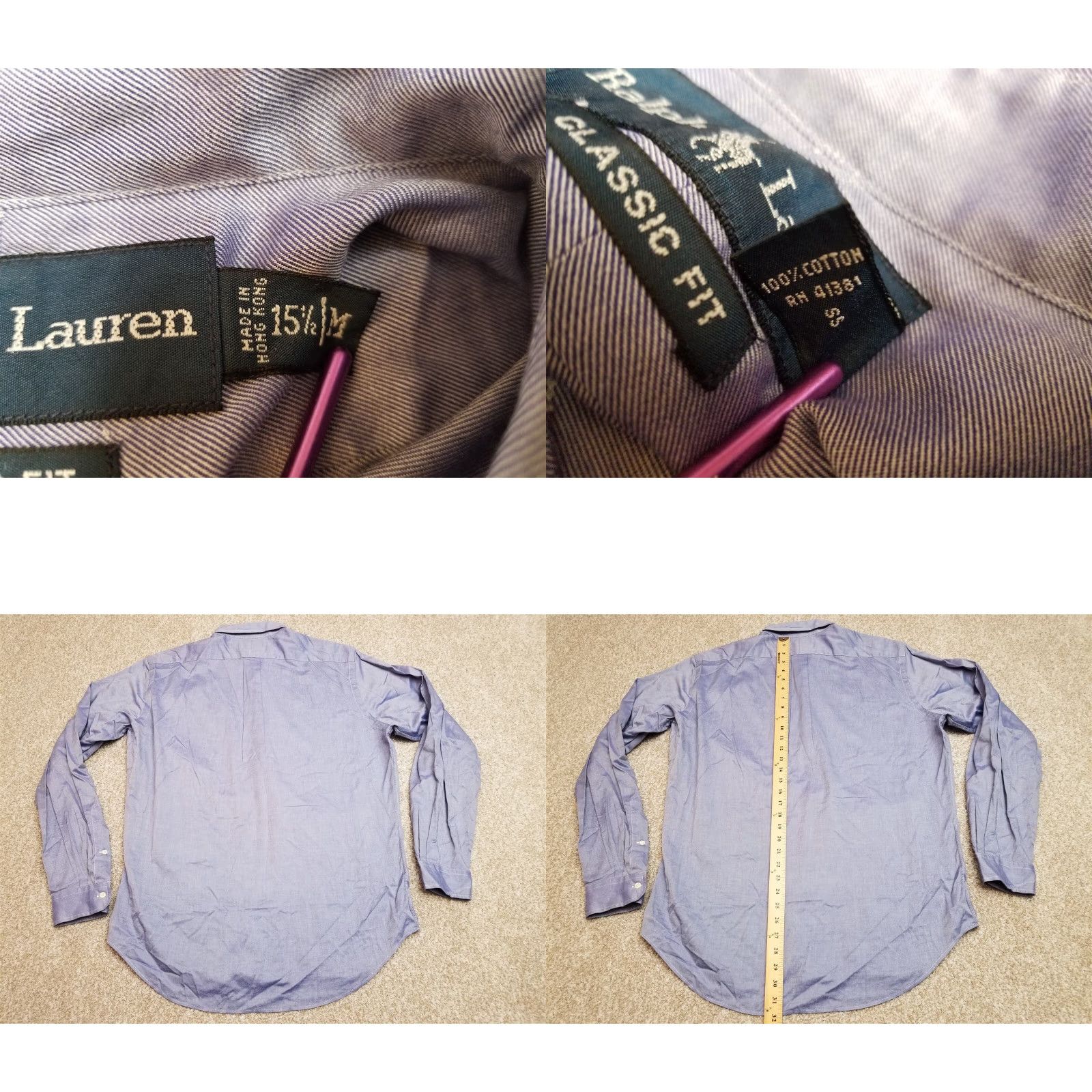 Polo Ralph Lauren Ralph Lauren Shirt Men 15.5 Blue Lavender 100% Cotton Classic Fit Long Sleeve Button-Up Size US L / EU 52-54 / 3 - 8 Thumbnail