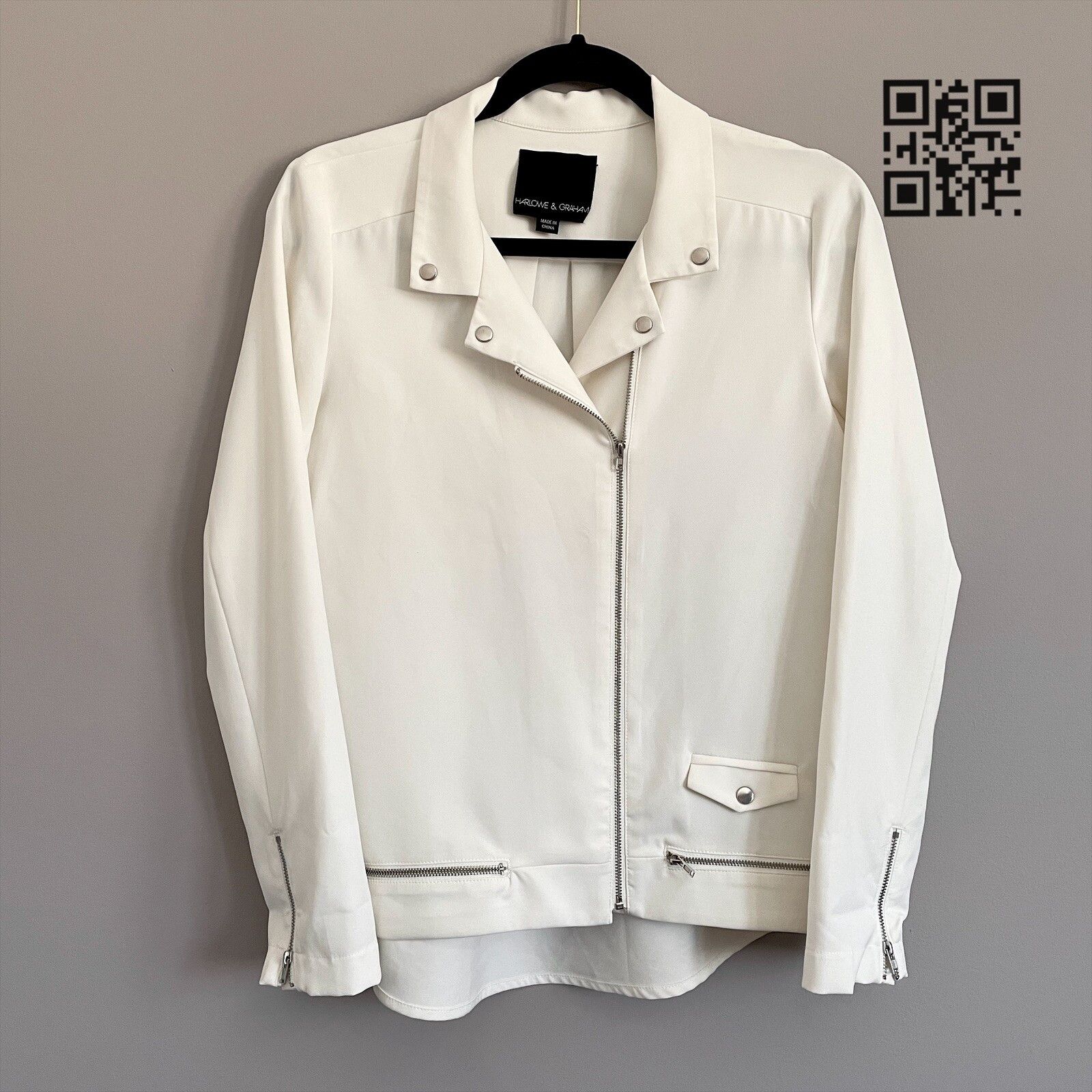 Other Harlowe & Graham Ivory White Biker Style Light Jacket - S Size S / US 4 / IT 40 - 9 Thumbnail