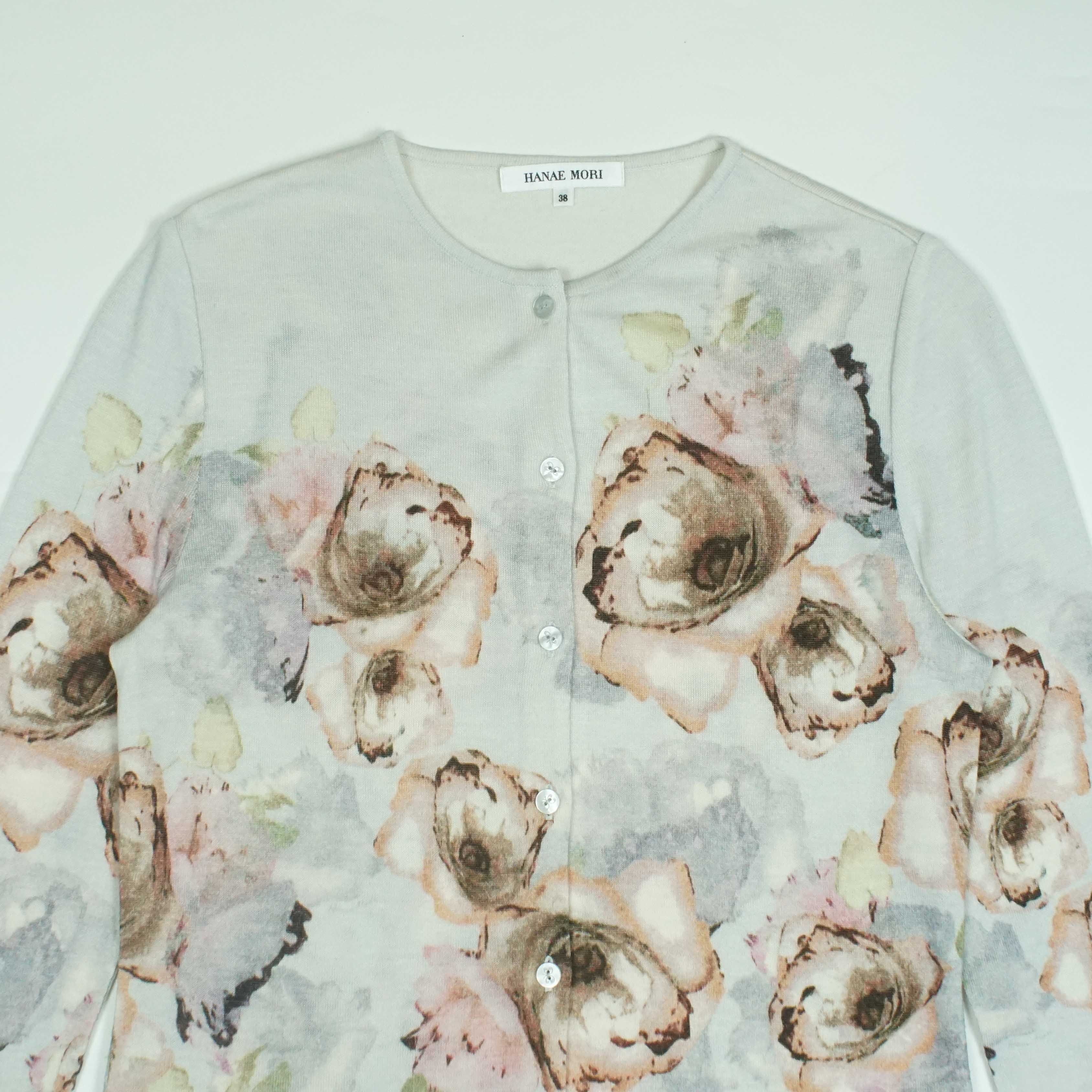 Hanae Mori *NoTariff Hanae Mori Floral Knit Cardigan Size XS / US 0-2 / IT 36-38 - 2 Thumbnail