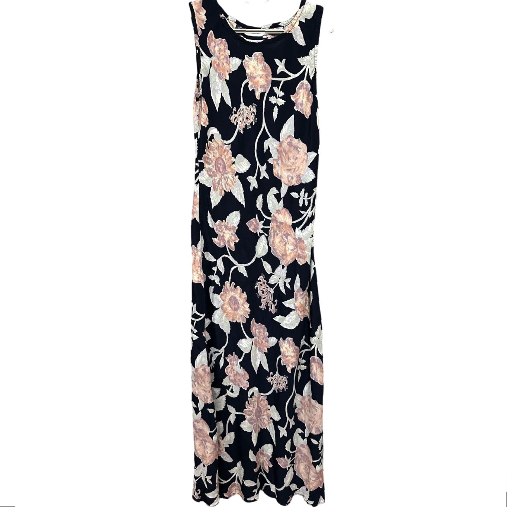 Vintage VINTAGE Maxi Dress M Sleeveless Floral Black Pink Romantic Fairy Y2K Garden Size M / US 6-8 / IT 42-44 - 2 Thumbnail