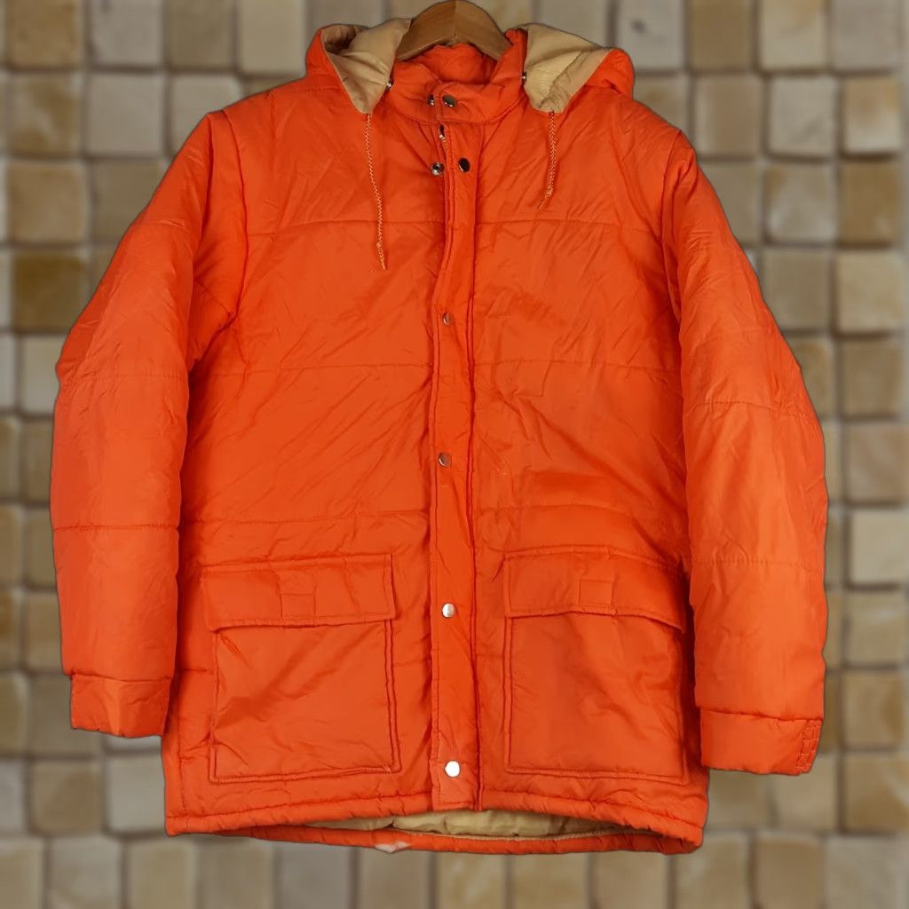 Vintage VINTAGE Montgomery Ward Jacket Mens M Hooded Puffer Parka 80s 90s Orange Zip Up Winter 00s Outdoor Retro Constrast Logo Pockets Full Zip Size US M / EU 48-50 / 2 - 1 Thumbnail