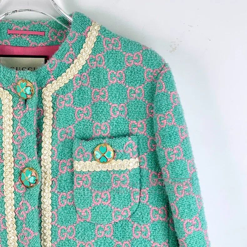 Gucci Gucci Green logo jacquard full-print cotton round-neck sin Size XS / US 0-2 / IT 36-38 - 3 Thumbnail