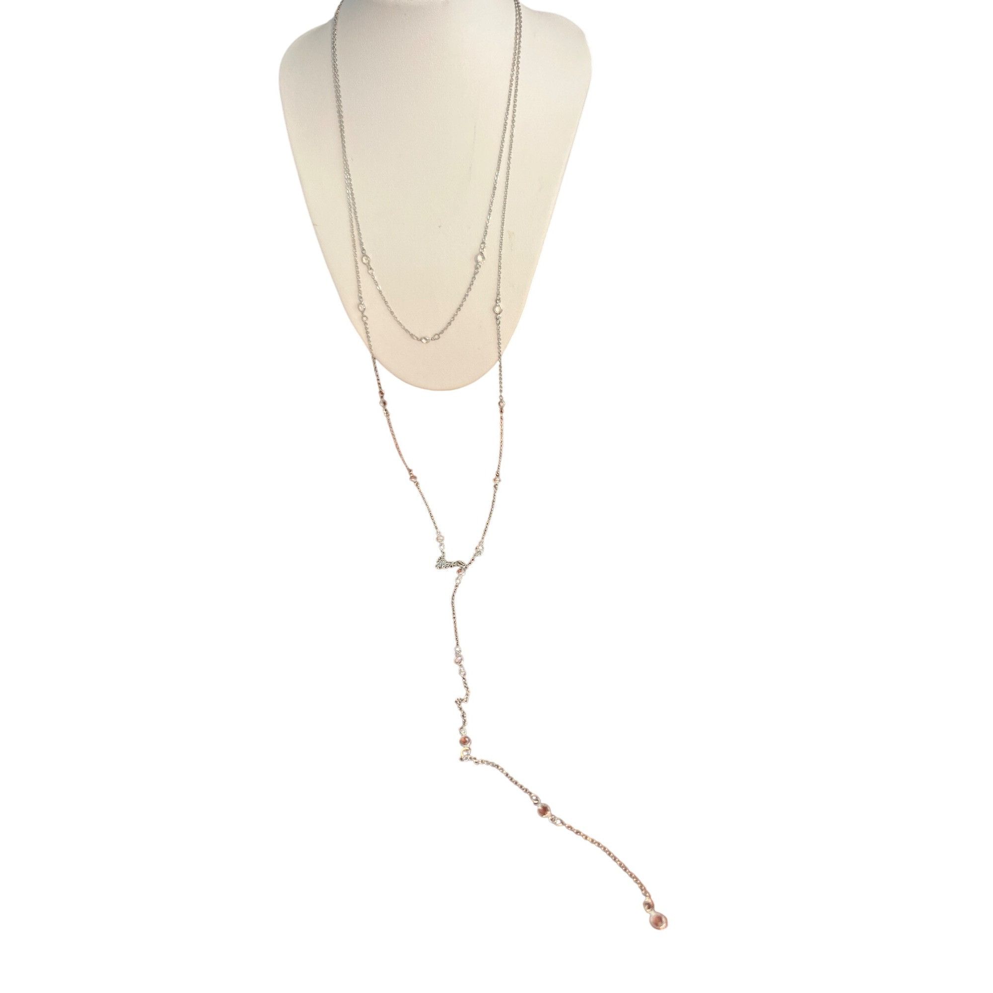 Other Lane Bryant Silver Tone Y Necklace Rhinestone Stations Long Size ONE SIZE - 1 Thumbnail