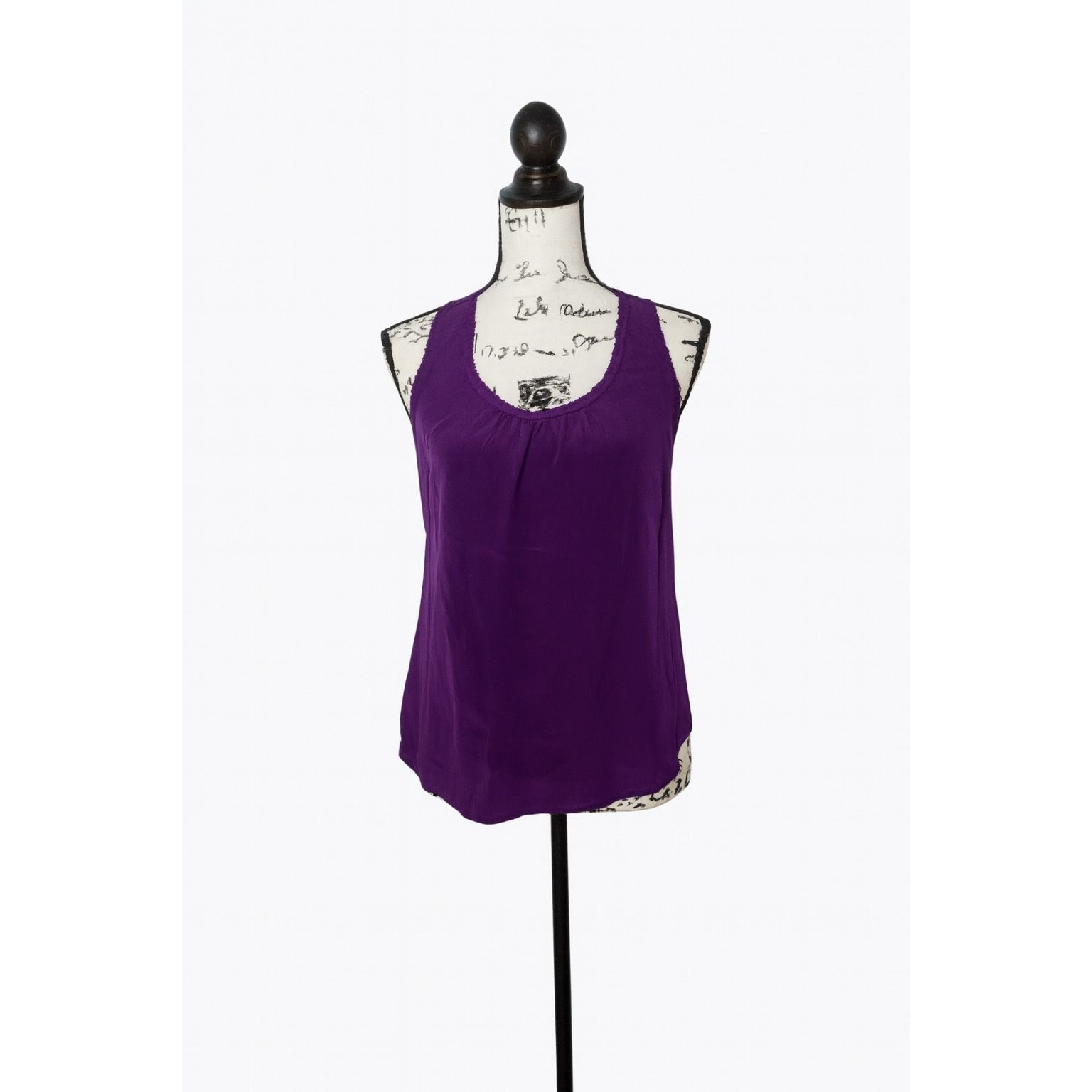Trina Turk Trina Turk 100% Silk Purple Racerback Tank Top | Size S | Sc Size S / US 4 / IT 40 - 1 Thumbnail