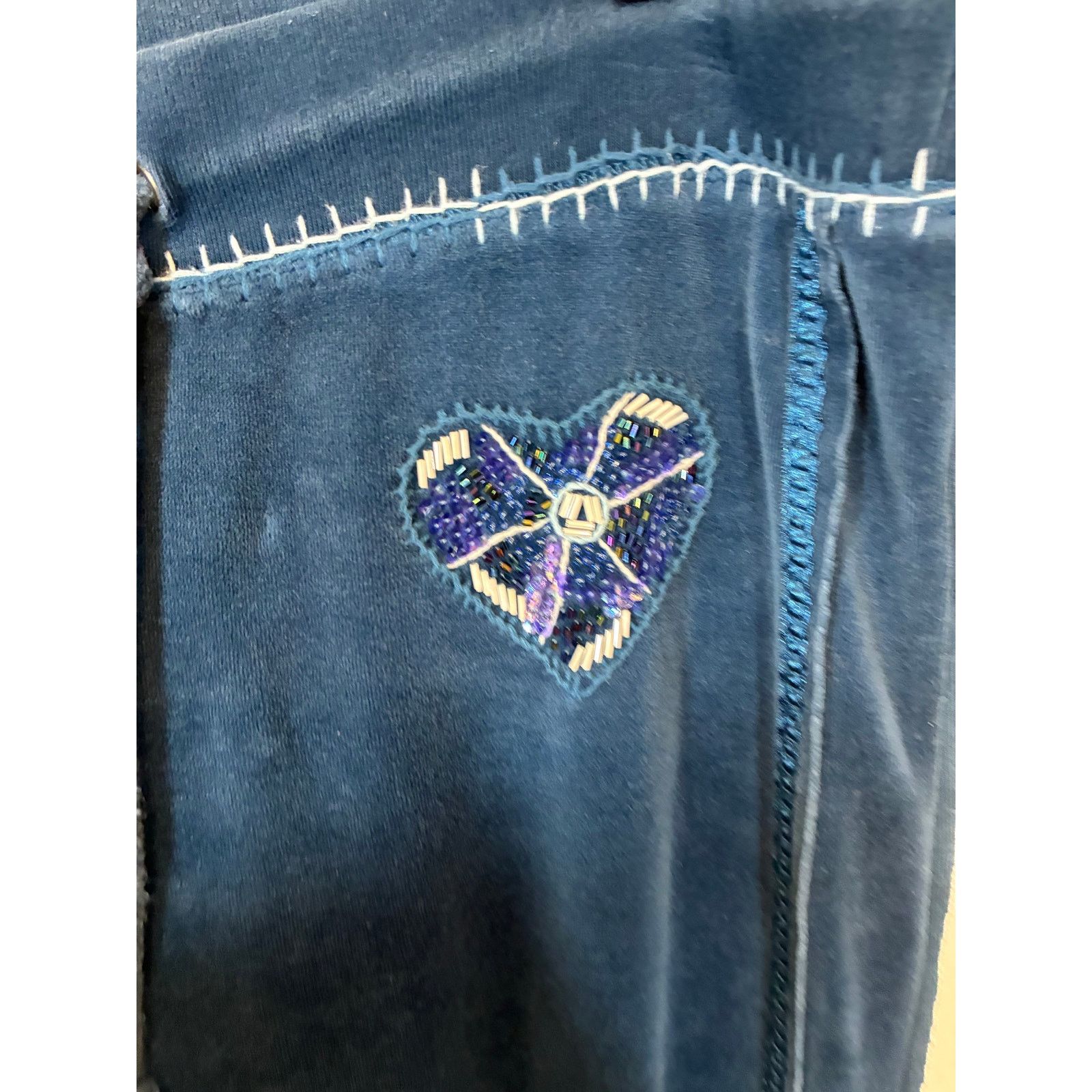 Other Twisted Heart Y2K Velour Drawstring Sweat Pants Blue M Size 25" / US 0 / IT 36 - 3 Thumbnail