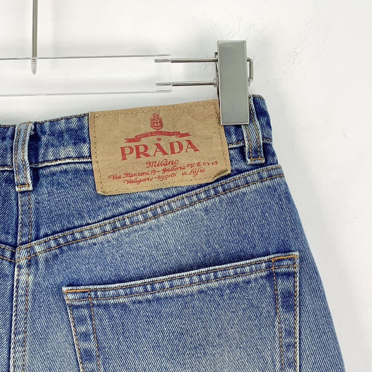 Prada Prada Blue Triangle Logo Denim Jeans K26WX Size 25" / US 0 / IT 36 - 5 Thumbnail