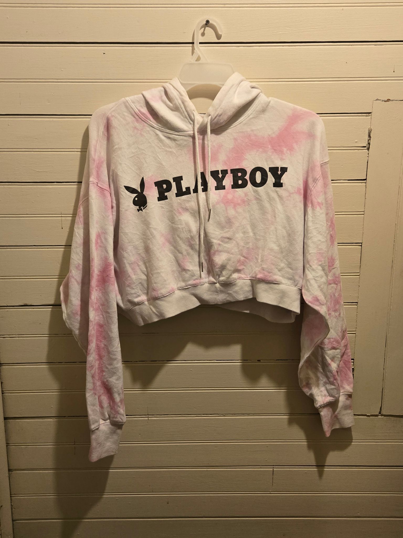 Playboy Playboy Hoodie Womens XL Cropped Tie Dye Pink White Logo Size XL / US 12-14 / IT 48-50 - 1 Thumbnail
