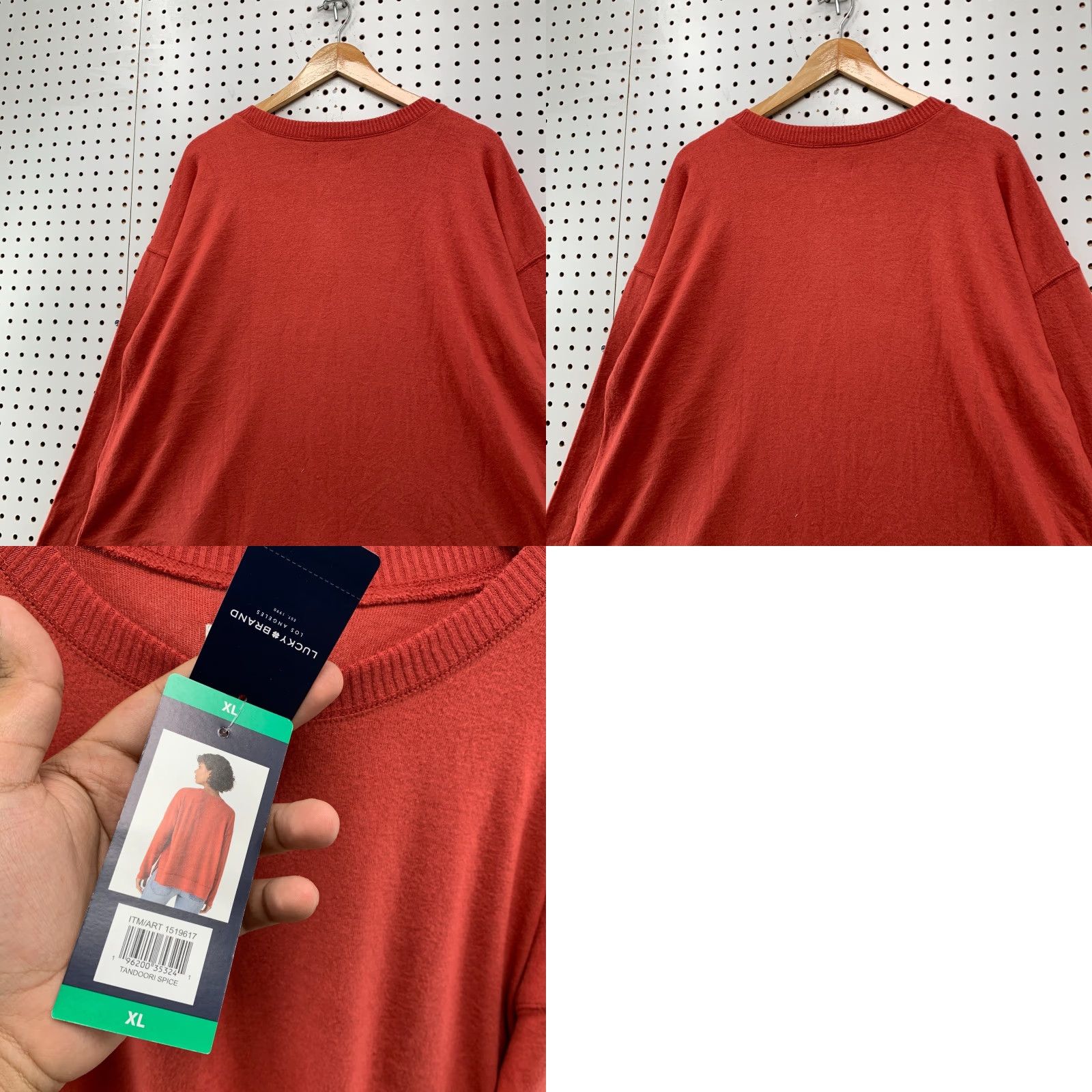 Lucky Brand VINTAGE Lucky Brand Sweater Pullover Women’s XL Long Sleeve Crew Neck Red Orange Casual Knit Fall Winter Spring Size XL / US 12-14 / IT 48-50 - 8 Thumbnail