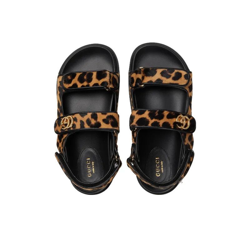 Gucci o1s1wg110225 Women's Double G Sandals in Leopard Size US 6.5 / IT 36.5 - 3 Thumbnail