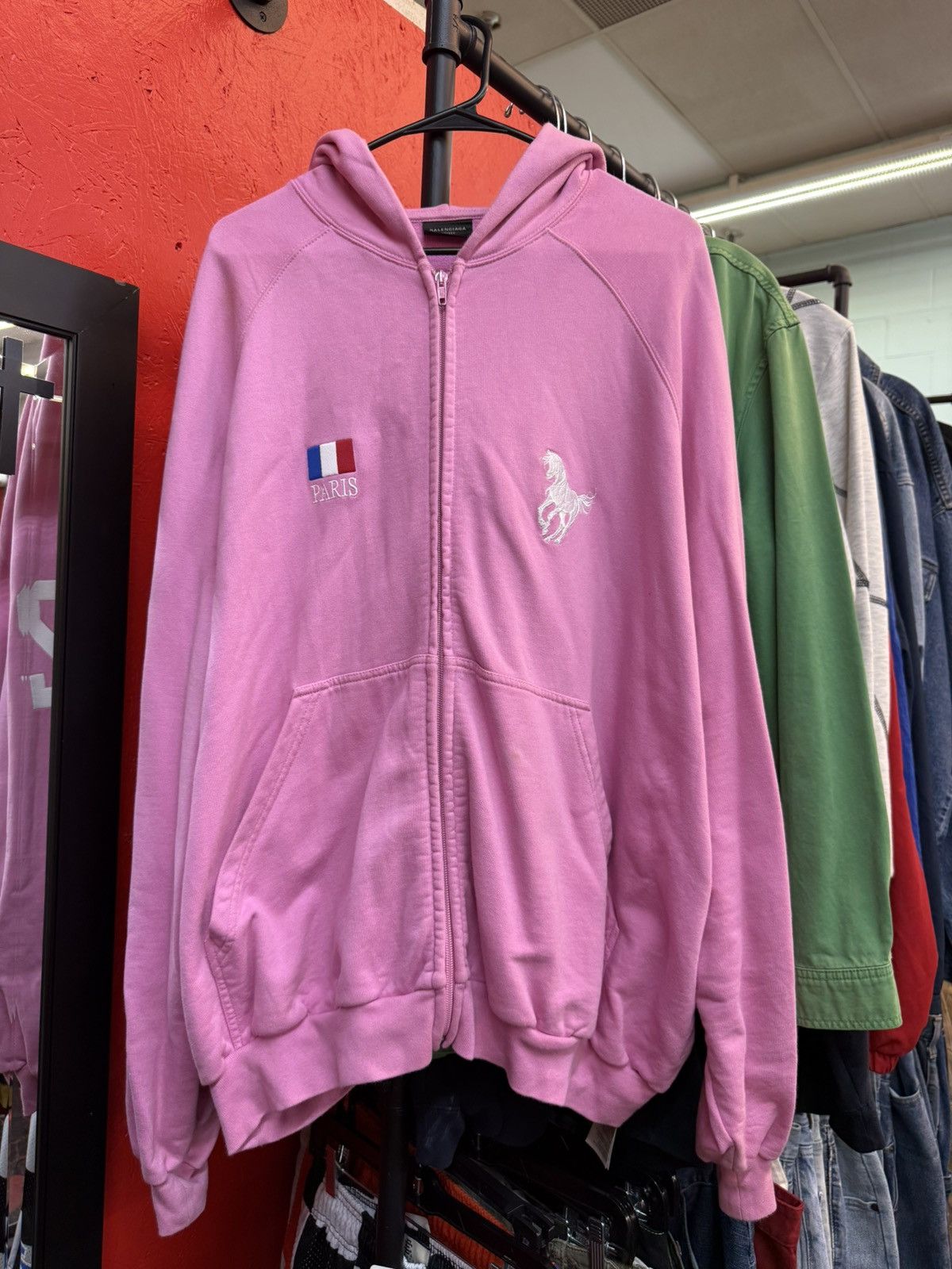 BALENCIAGA ポロ ジップフーディー Balenciaga Polo Zip-Up Hoodie in Pink | FWRD