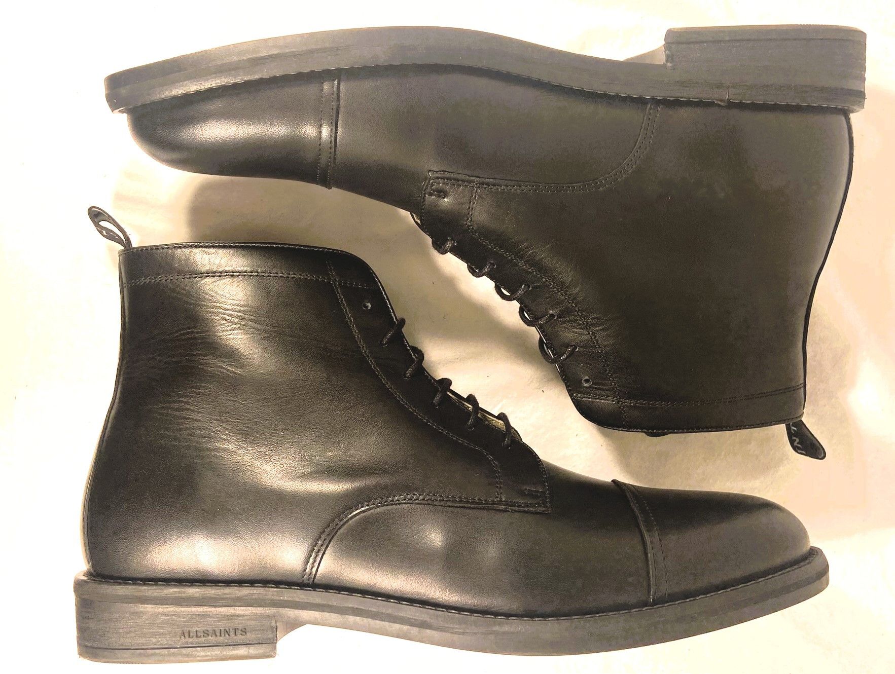 Allsaints Harland Cap Toe Black Leather Moto Combat Boots Size US 13 / EU 46 - 8 Thumbnail