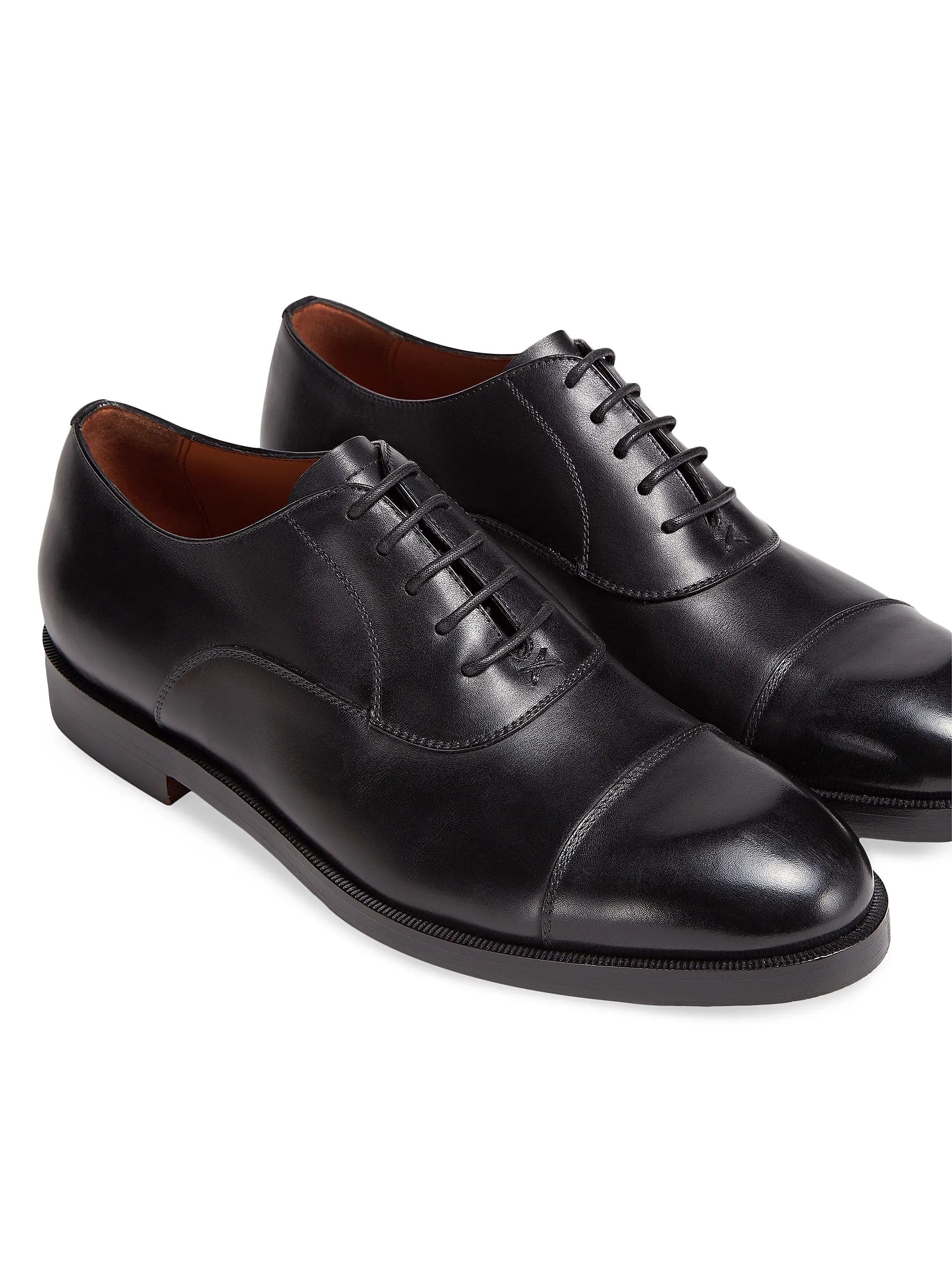 Ermenegildo Zegna os11x0226 Leather Torino Oxford Shoes in Black Size US 10 / EU 43 - 4 Thumbnail
