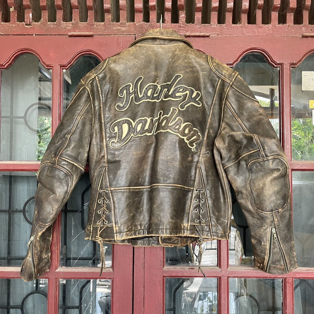 Harley Davidson Harley Davidson 90s - Distressed Leather Jacket Size US M / EU 48-50 / 2 - 9 Thumbnail