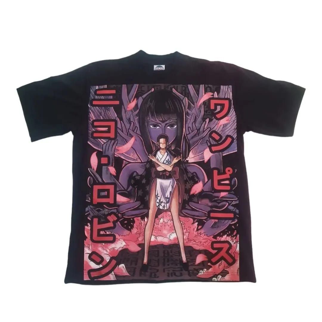image of Anima x Tee Shirt One Piece Nico Robin Luffy Zoro Anime T Shirt XL in Black, Men's (Size Large)