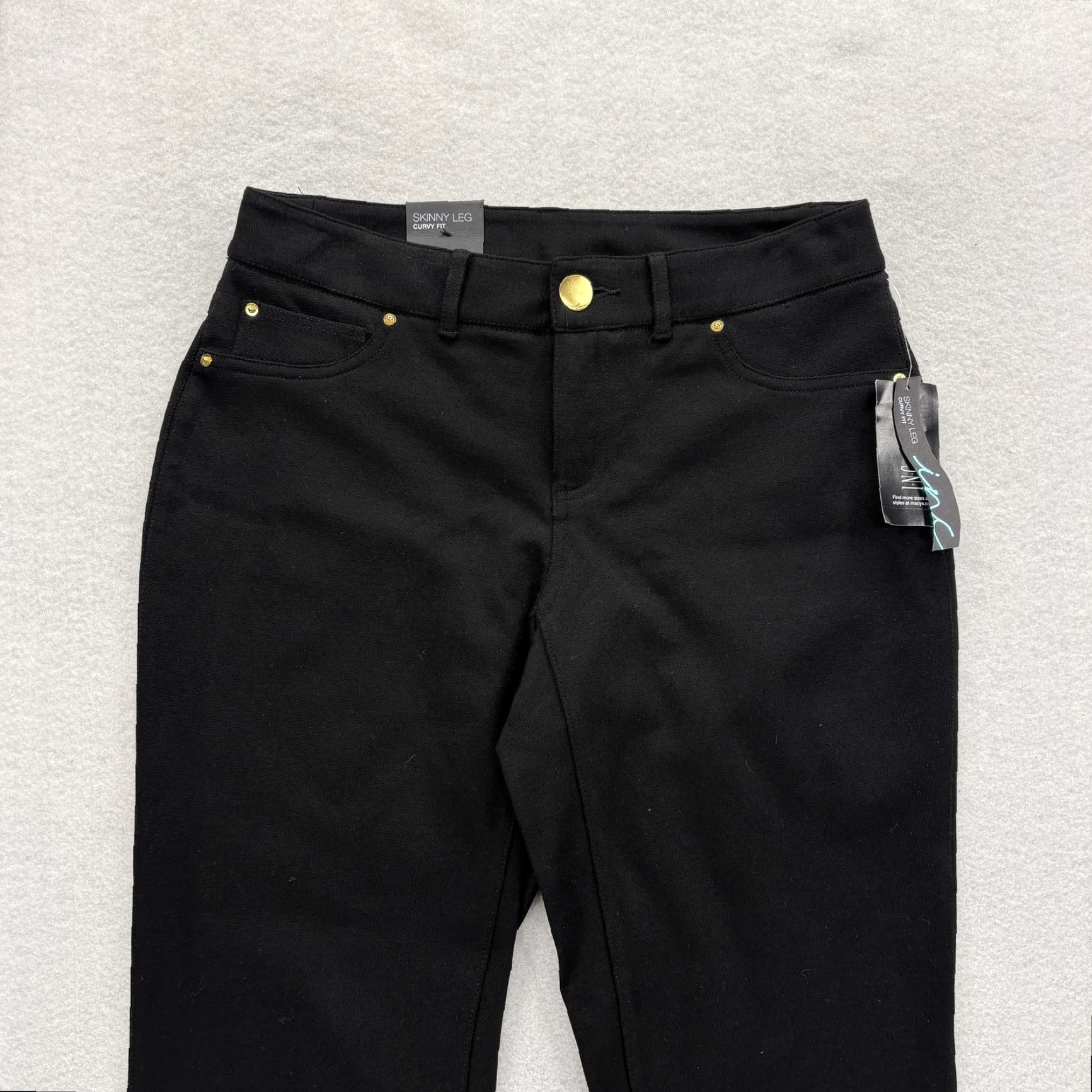Vintage INC International Concepts Skinny Leg Dress Pants Womens 4 Black Ponte Curvy Fit Pants, Regular, 29in Inseam, Workwear, Business, Casual Women, 4 XS? Size 27" / US 4 / IT 40 - 2 Thumbnail