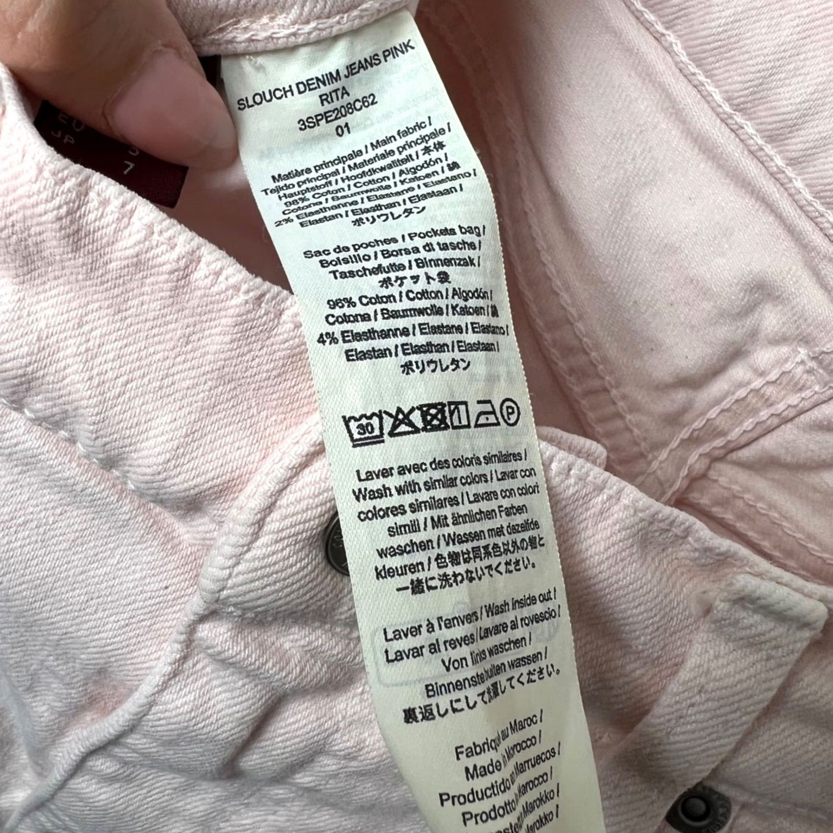 Denime Comptoir des Cotonniers Jeans Womens Size 26 Light Pink Denim 5-Pocket Tapered High Rise Size 26" / US 2 / IT 38 - 5 Thumbnail