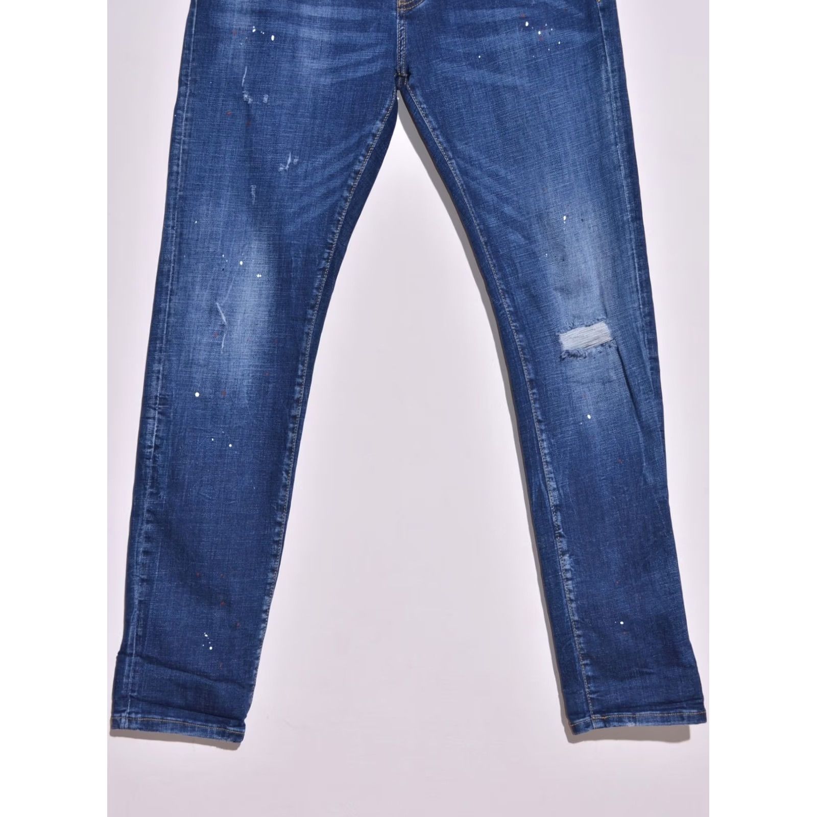 Dsquared2 DSQUARED2 Ibrahimovic Icon Jeans Denim Blue Distressed Size 50 Men Jeans Slim Regular 34in Waist 32in Inseam 82cm Rise 10-12in 50 XS? Size US 34 / EU 50 - 4 Thumbnail