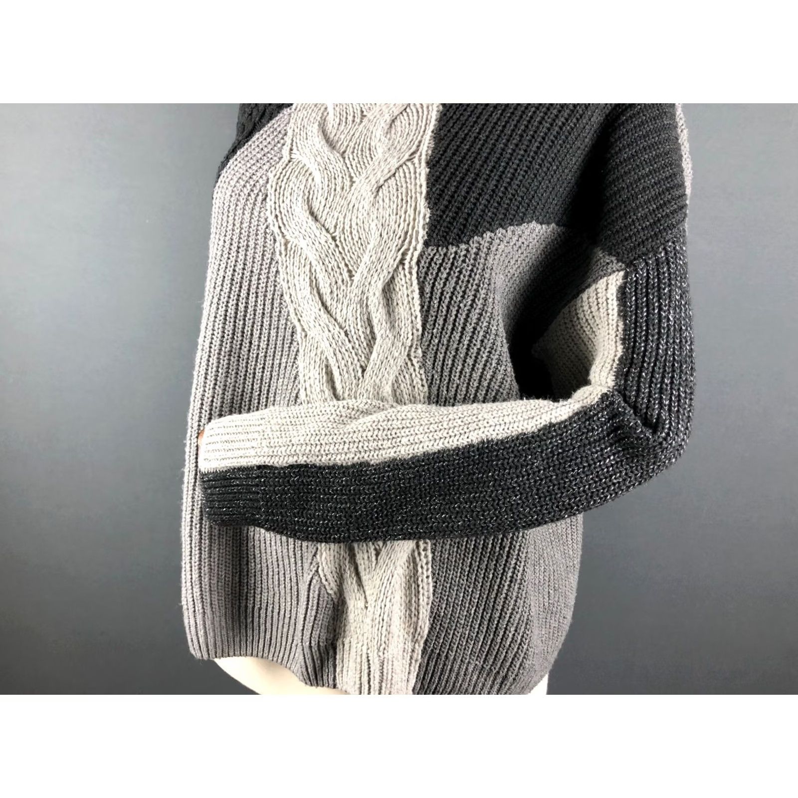 Desigual Desigual Women's Sweater Gray Cotton Blend Floral Cable-Knit Crew Neck Pullover Casual Size M Womens Size M / US 6-8 / IT 42-44 - 7 Thumbnail