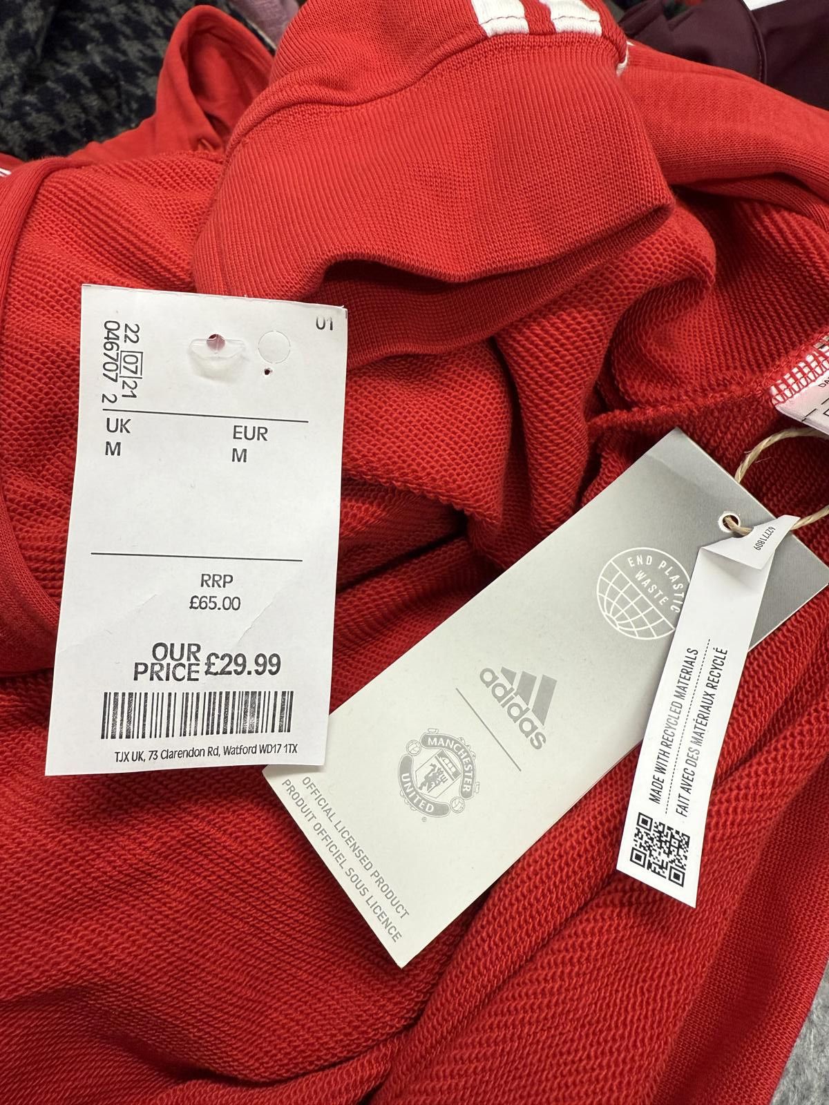 Adidas Adidas Manchester United Red Hoodie Jacket M Size US M / EU 48-50 / 2 - 4 Thumbnail