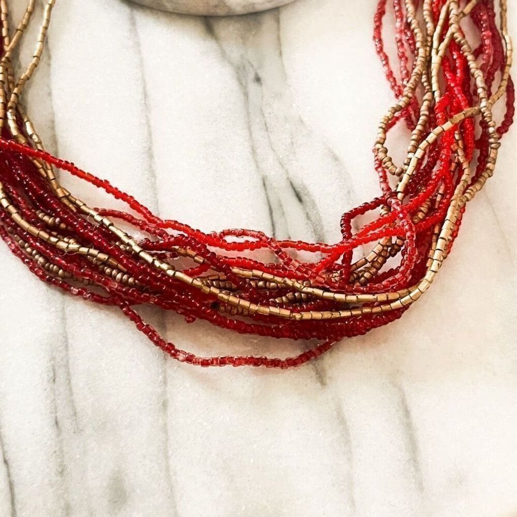 Coldwater Creek Coldwater Creek Layered Seed Beaded Necklace Red Size ONE SIZE - 2 Thumbnail