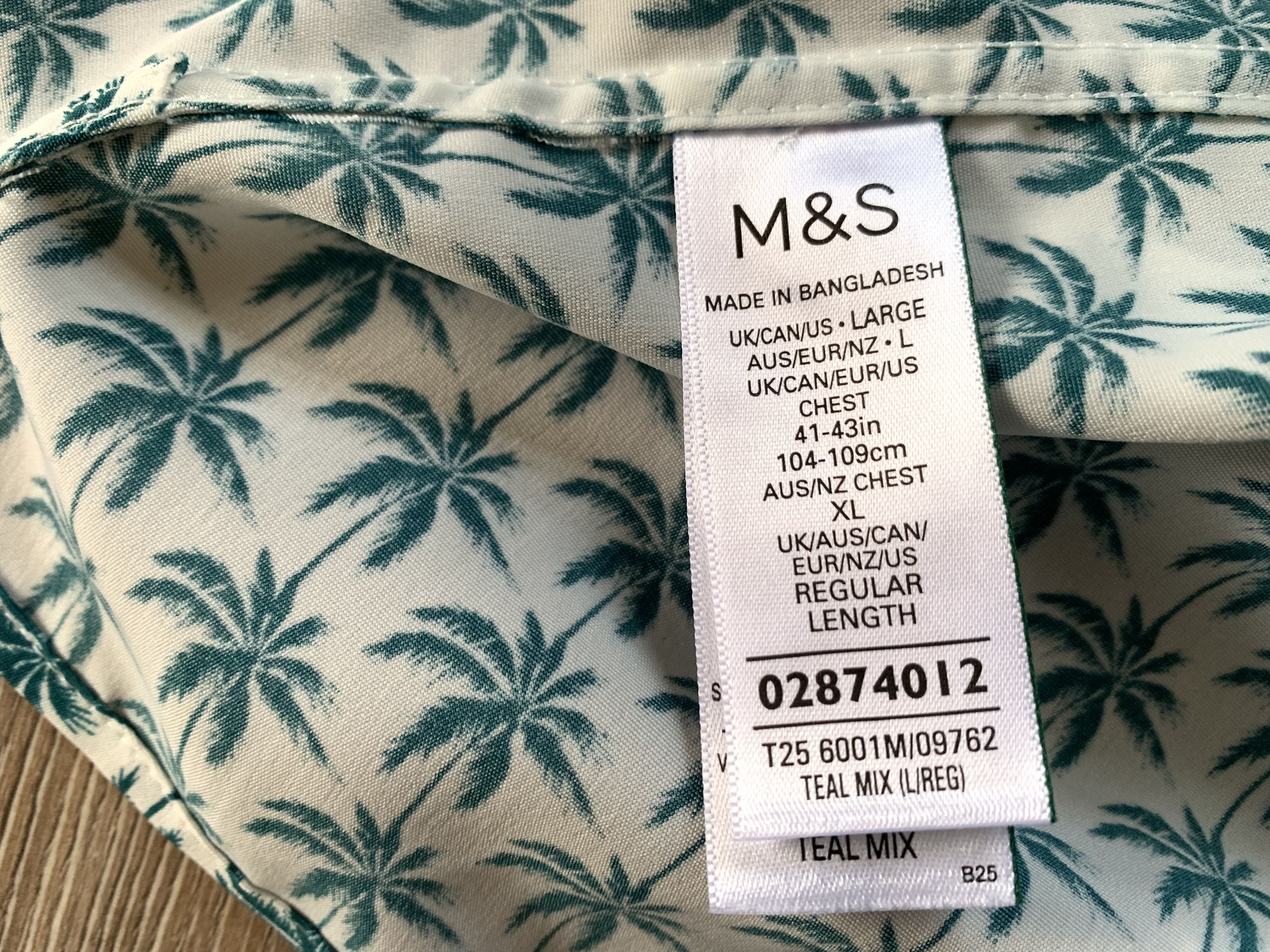 Marks & Spencer Marks & Spencer Cotton Palm Printed Hawaiian Shirt Size US L / EU 52-54 / 3 - 6 Thumbnail